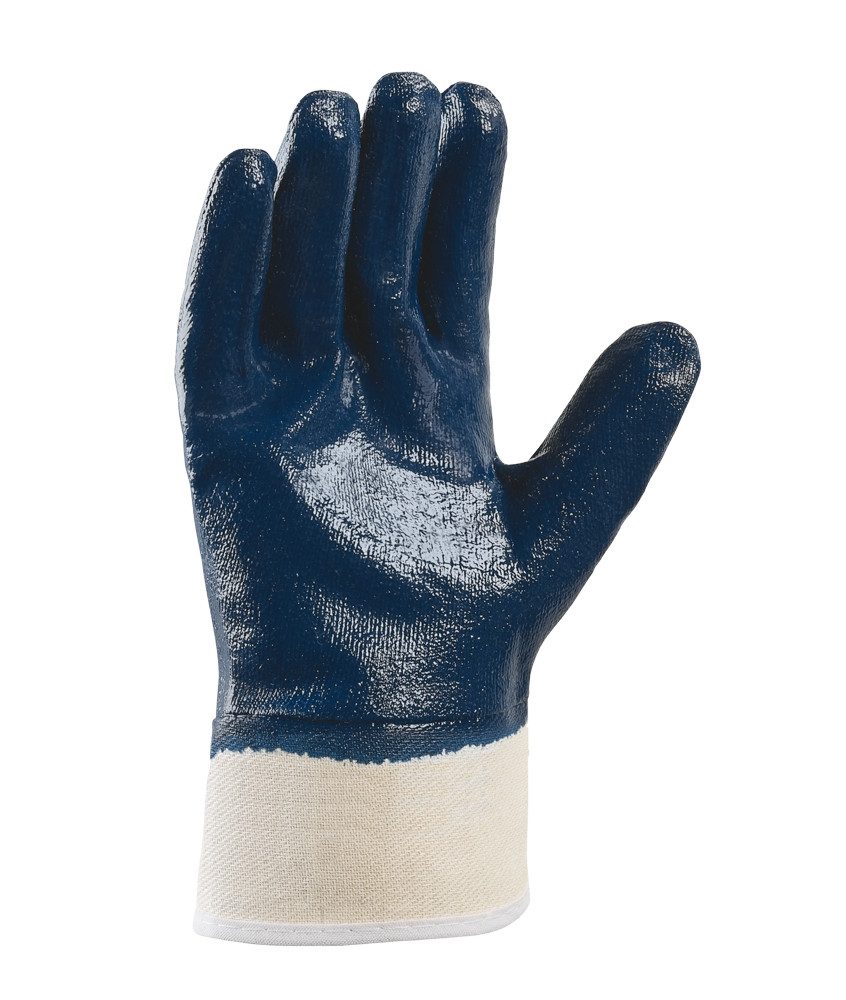 teXXor Nitril-Handschuhe Bau Nitrilhandschuh vollbeschichtet blau Stulpe 2339 (Packung, 12-St., VPE= 12-144 Paar, Gr 7-11) ölbeständig/Strickhandschuh