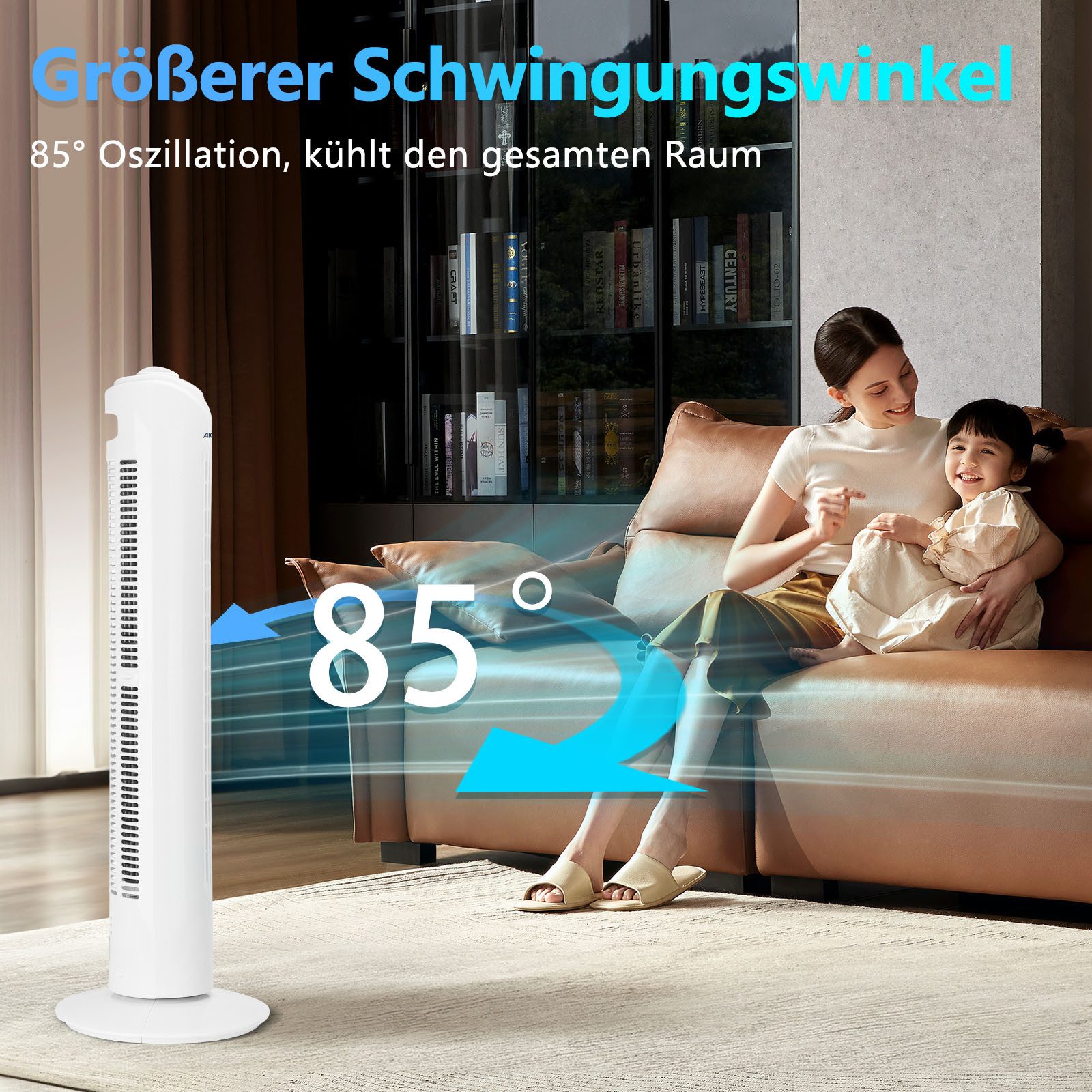 Aigostar Turmventilator Leise Tower Ventilator, 85° günstig online kaufen