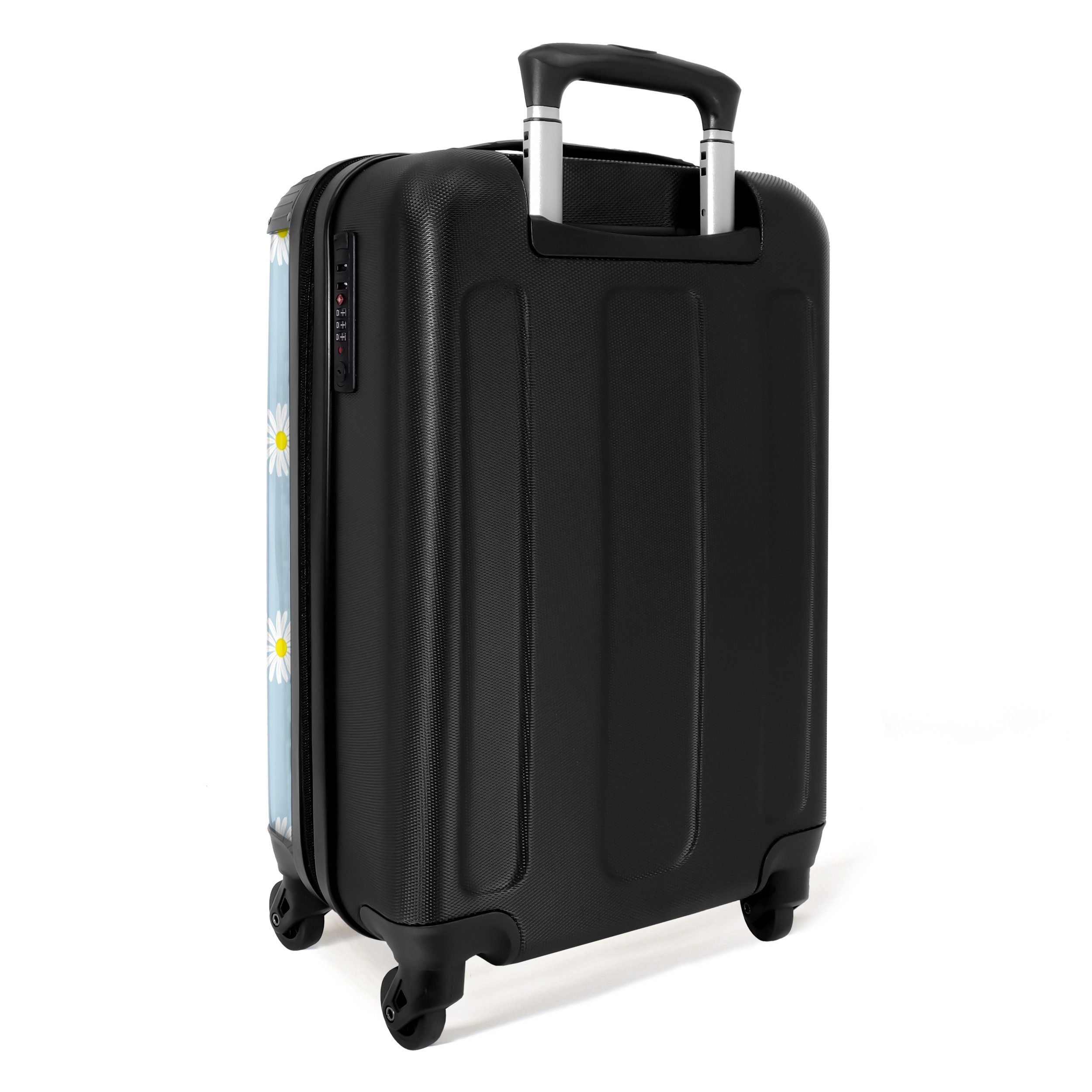 NoBoringSuitcases.com© Hartschalen-Trolley Pastellblau mit Gänseblümchen 55x35x20cm, 4 Rollen, Handgepäck Koffer & Trolleys, Luggage, Reisekoffer Frauen