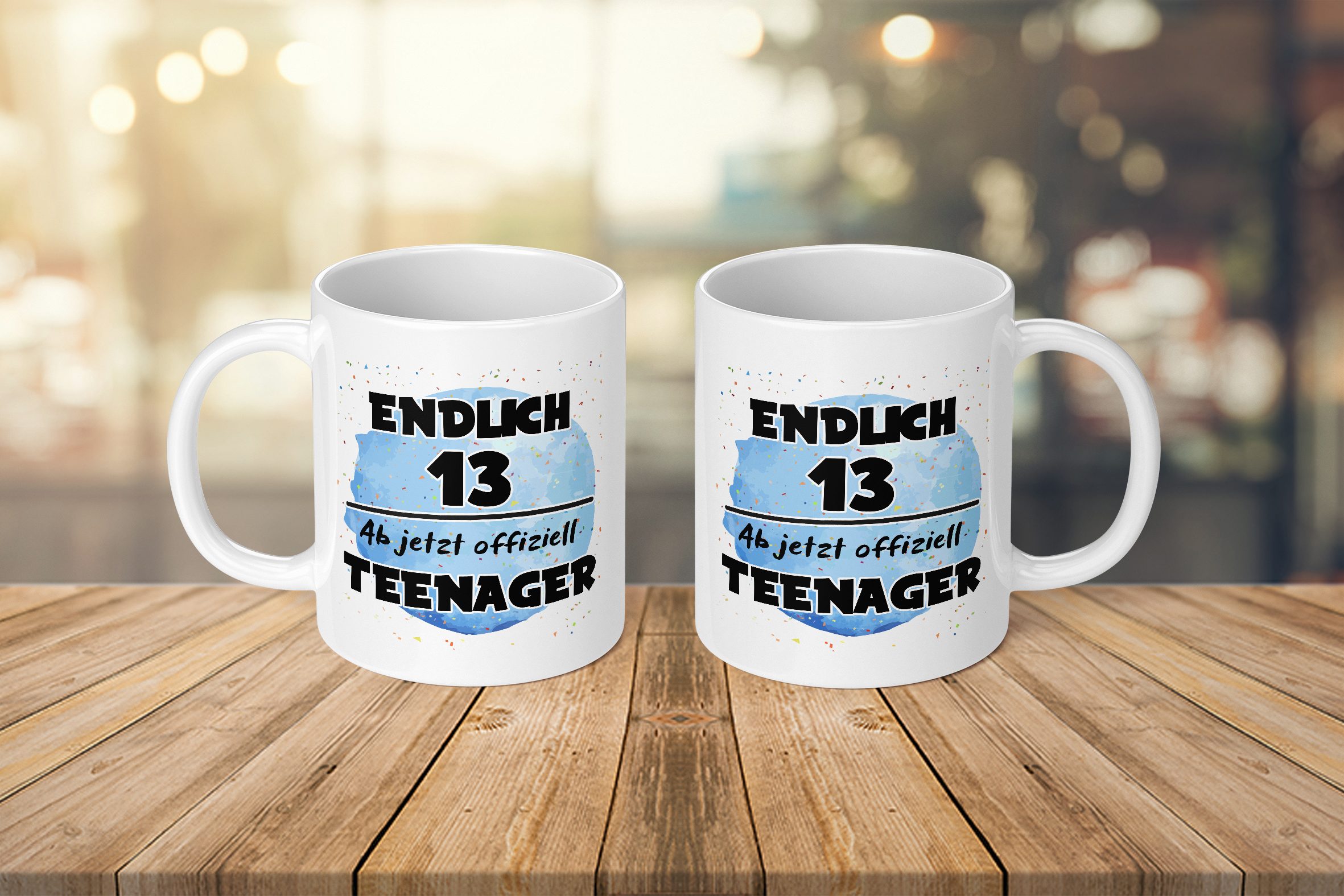 TASSENTICKER-Endlich Ab jetzt Weiss 330ml Tasse Teenager-Geburtstag-Junge, offiziell 13. TassenTicker