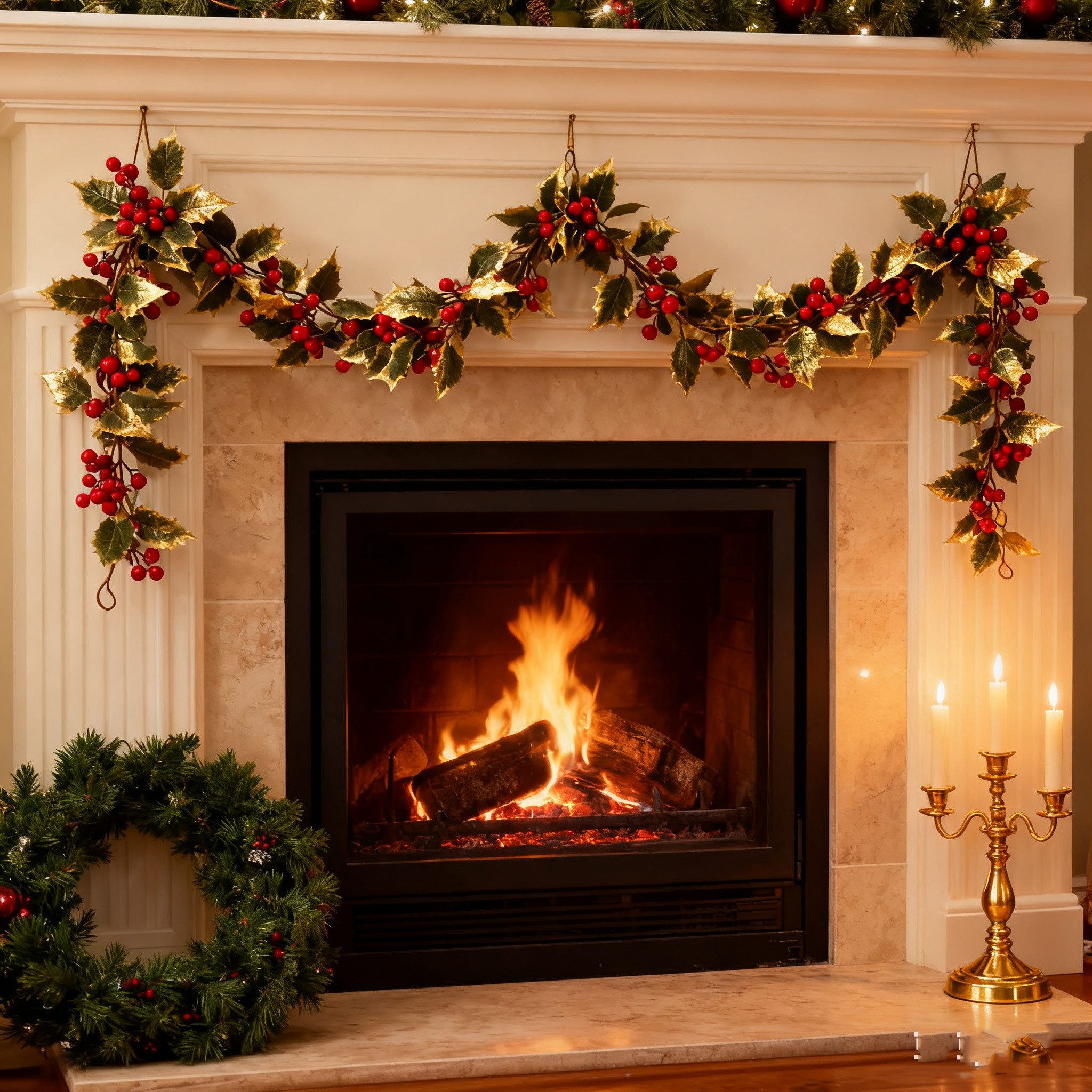 Kunstranke Weihnachtsgirlande Weihnachtsranke rote Fruchtrebe Simulation günstig online kaufen