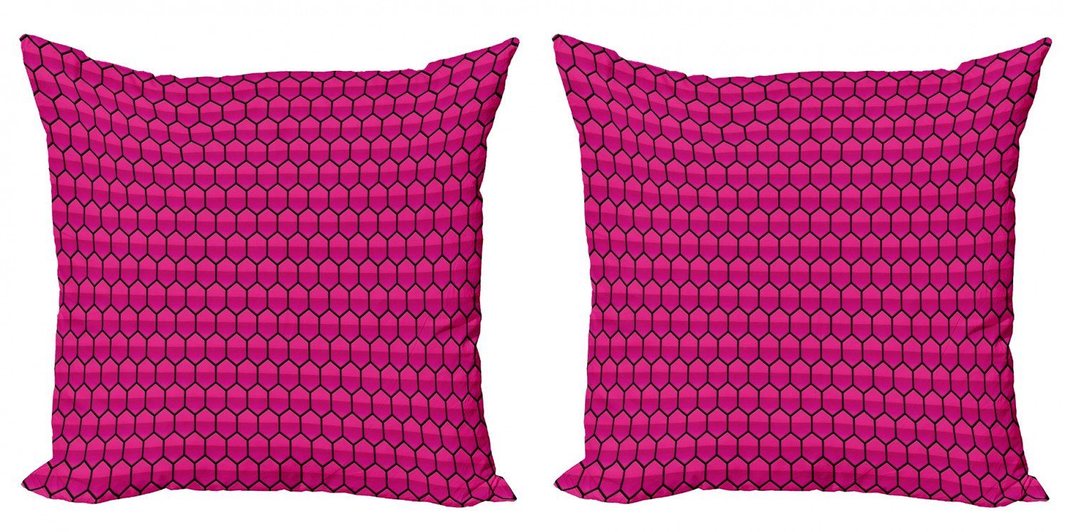 Kissenbezüge Modern (2 Accent Digitaldruck, Doppelseitiger Stück), Kamm Hot Pink Hexagonal Muster Abakuhaus