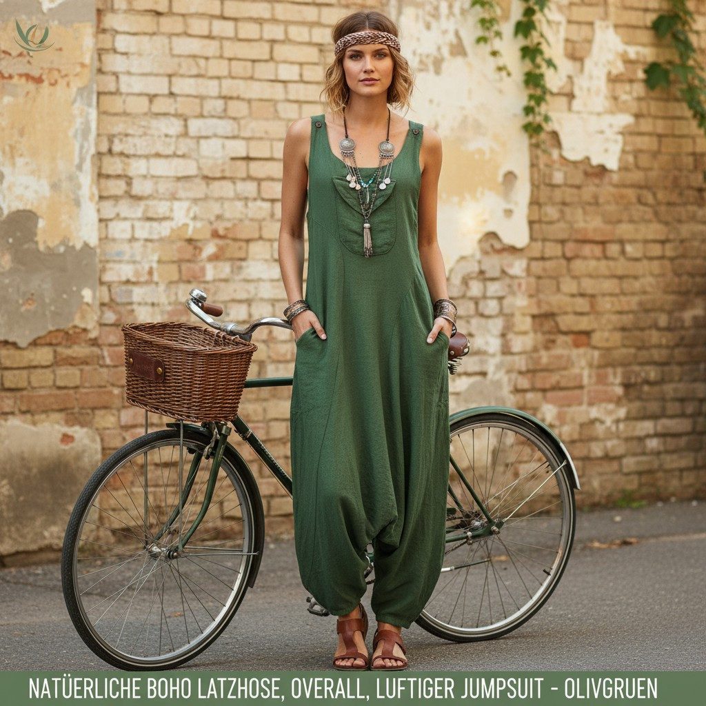 Guru-Shop Relaxhose Natürliche Boho Latzhose, Overall, luftiger.. Ethno Sty günstig online kaufen