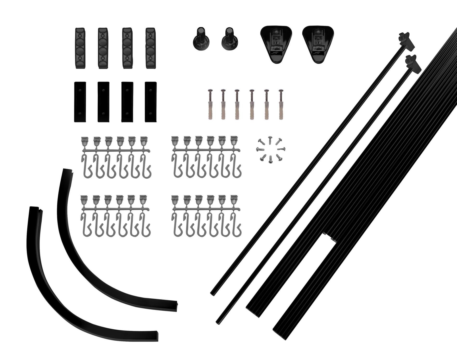 Ridder Duschvorhangstange Bruck schwarz, Aluminium, Kunststoff günstig online kaufen