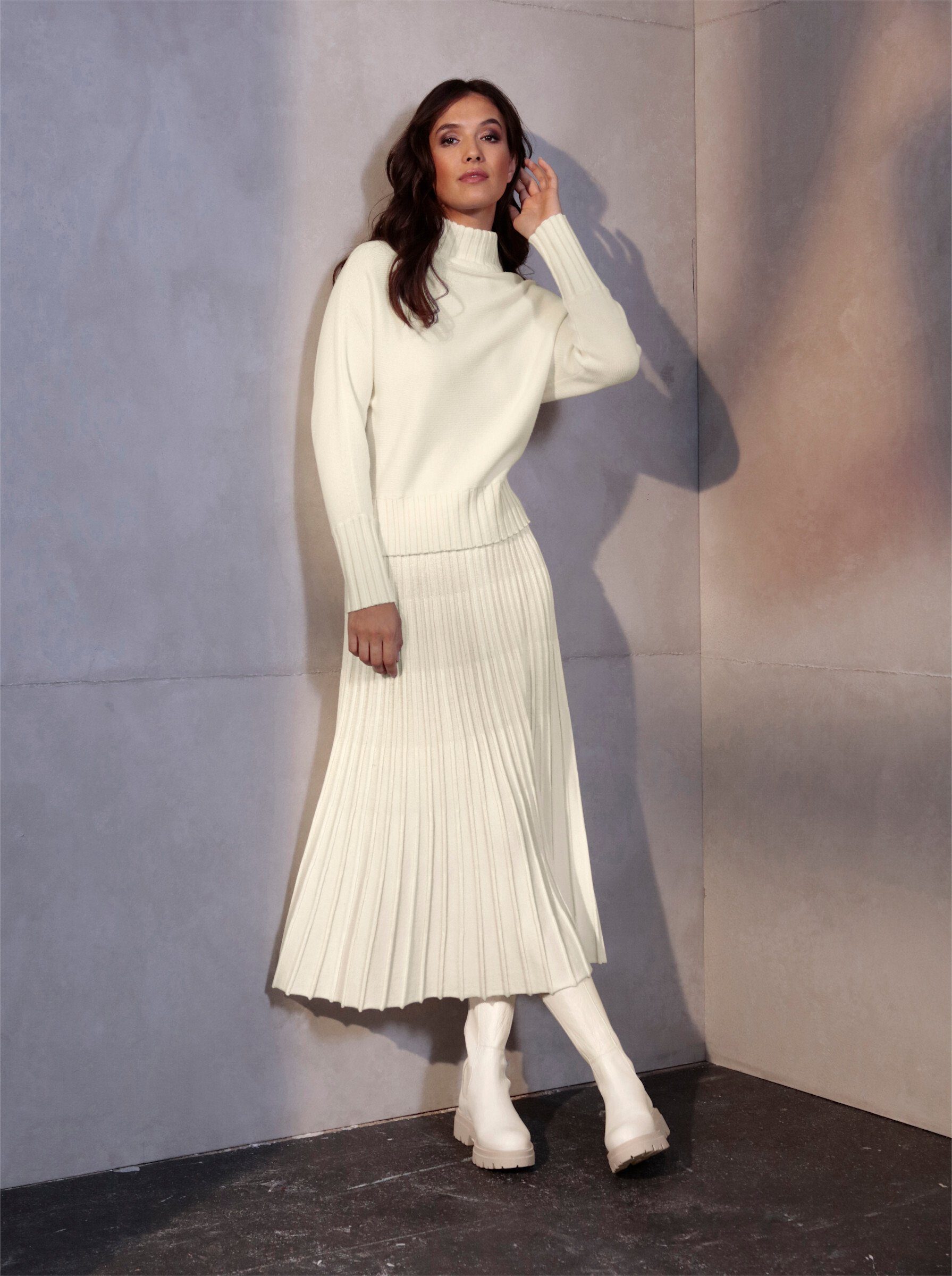 creation L Strickpullover Merinowoll-Pullover Langarm Jersey