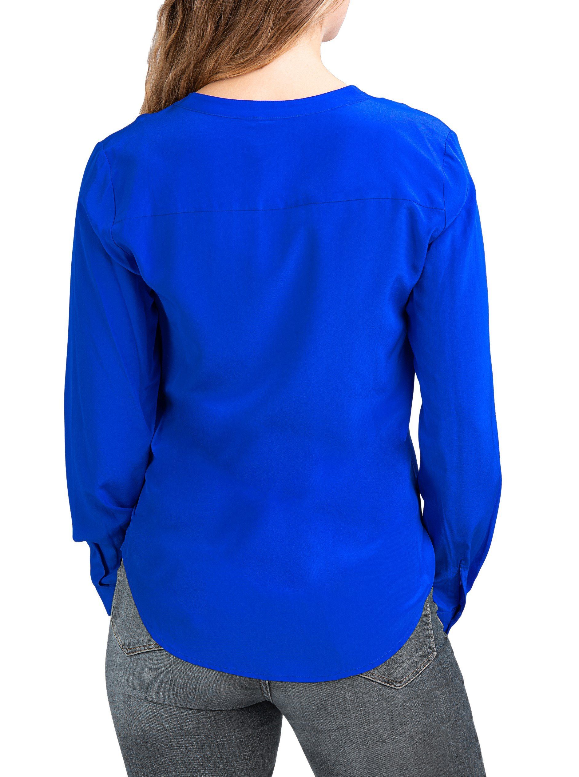 blau Nobicetta Posh Bluse Gear aus Seide Damen dunkel Seidenbluse 100% Seidenbluse