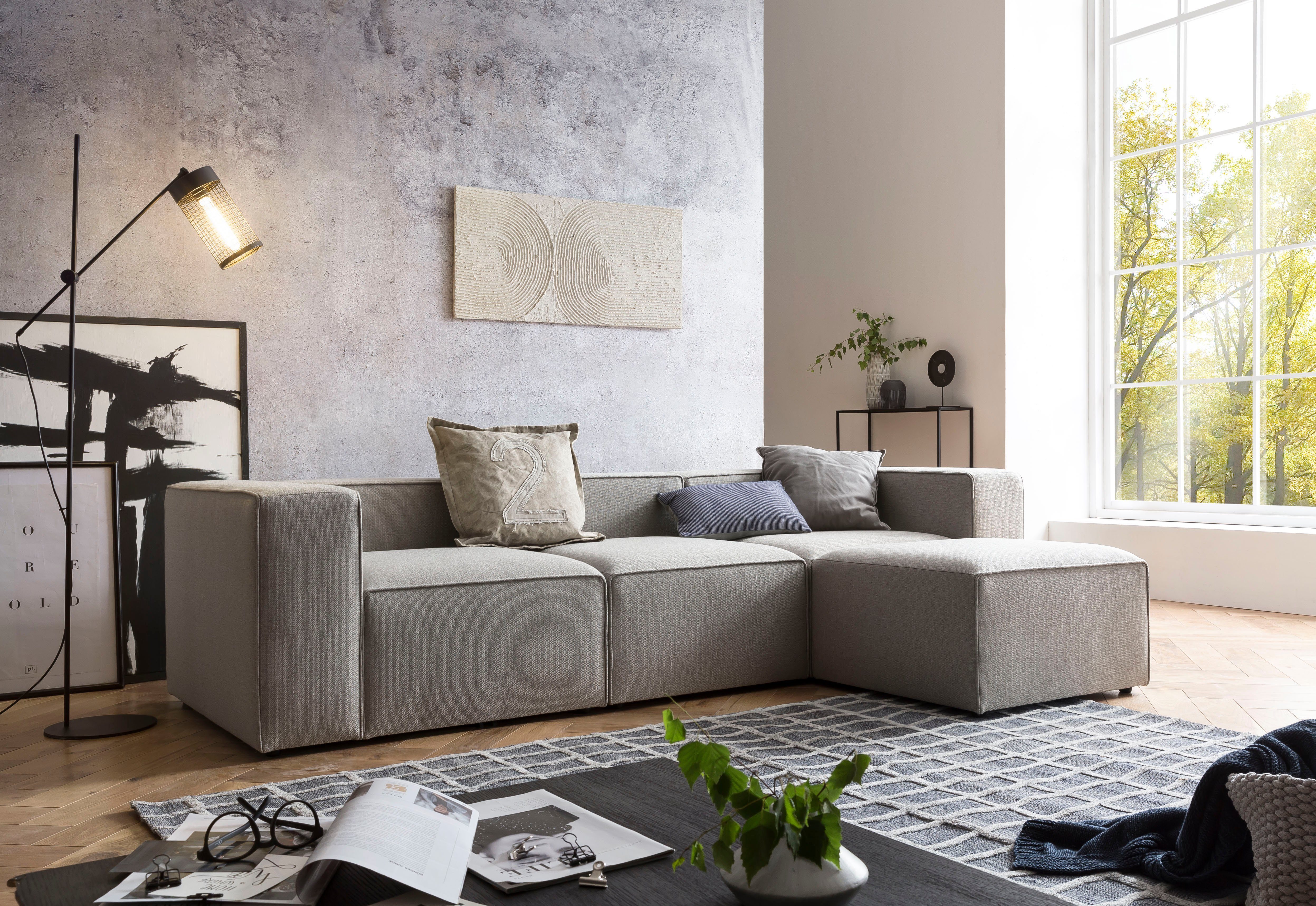 Ewald Schillig brand Design Wohnlandschaft, Hellgrau Sofa Milos, Modulares kombinierbare 1 Sofa Skandinavisches Teile, individuell