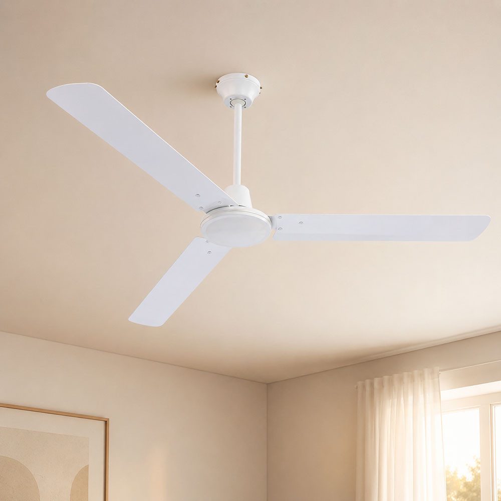 GLOBO LIGHTING Deckenventilator, Deckenventilator Lüfter Ventilator Wandschalter 3 Stufen weiß D 142 cm
