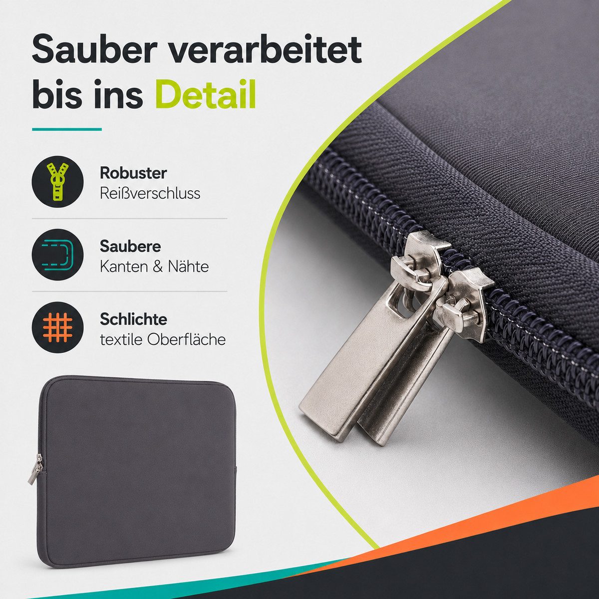König Design Laptoptasche Universal Notebooktasche 15 Zoll Sleeve Tasche Hülle Laptop Case Cover, weiches Innenfutter zum Schutz vor Kratzern – Bild 4 von 5