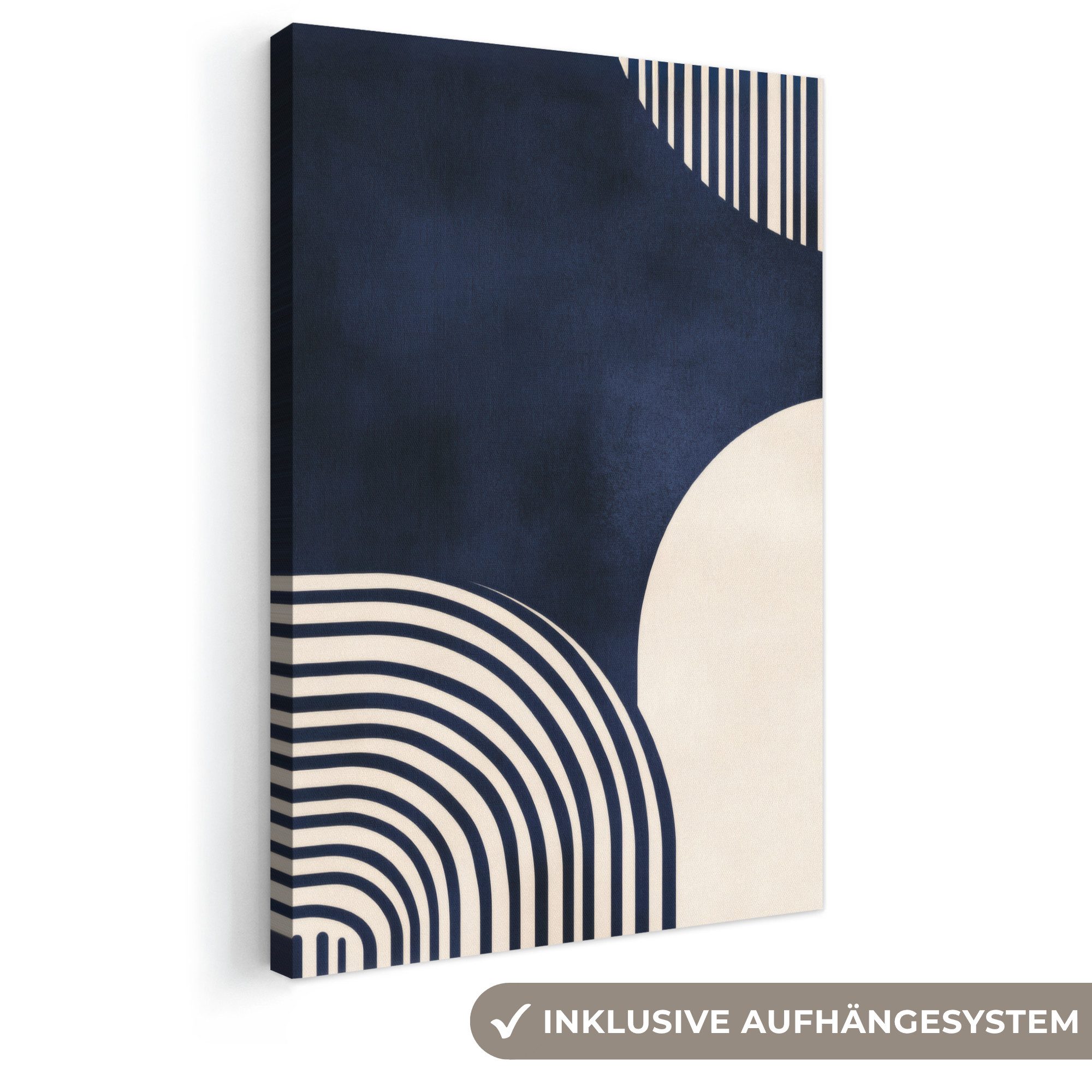 OneMillionCanvasses® Leinwandbild Dunkelblau - Abstrakt - Linien, Fotodruck (1 St), Leinwand Canvas Wandbild, Wanddekoration 20x30 cm