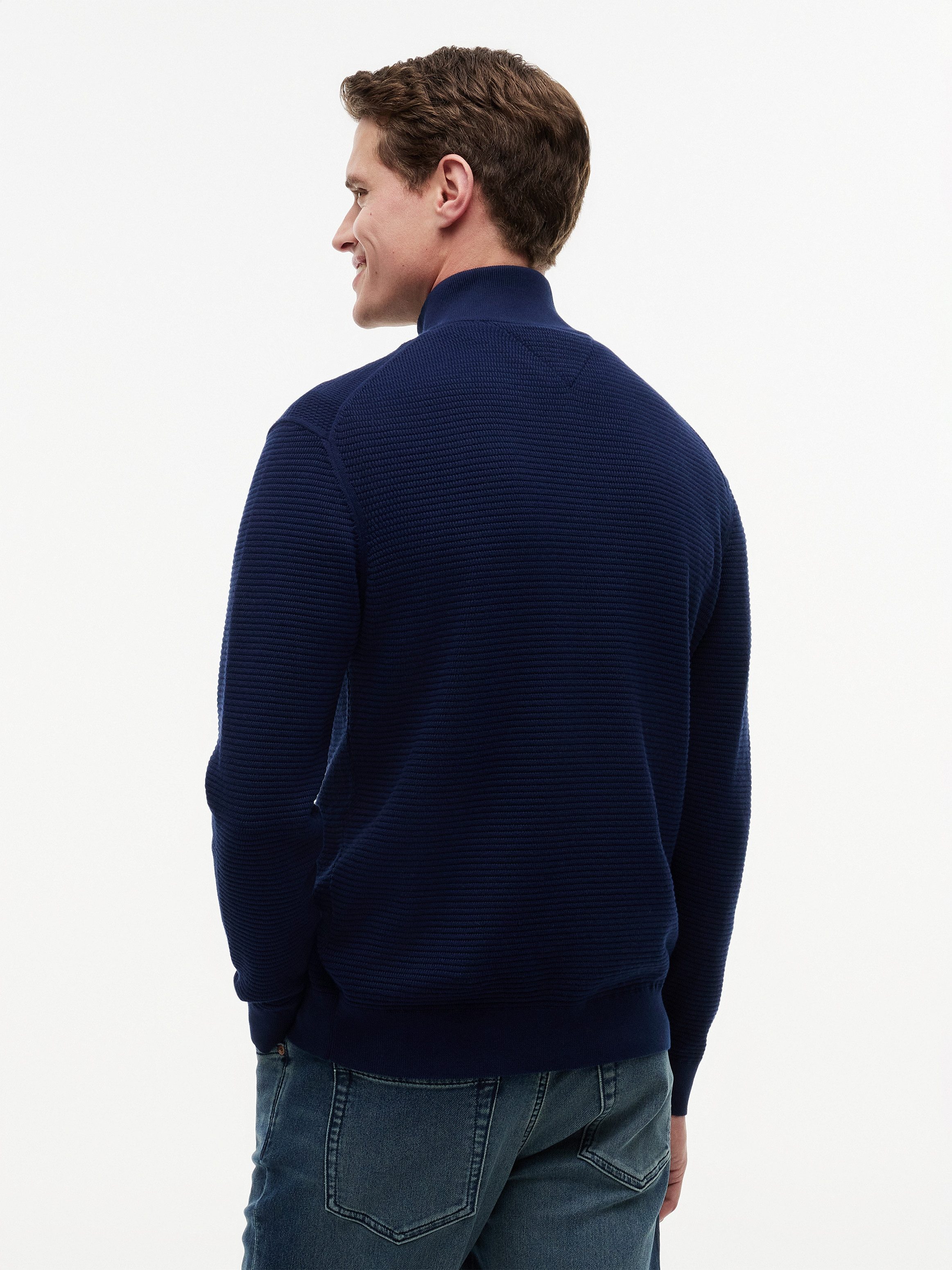 Tommy Hilfiger Strickpullover SEASONAL STRUCTURE ZIP MOCK Regular fit mit Troyerkragen