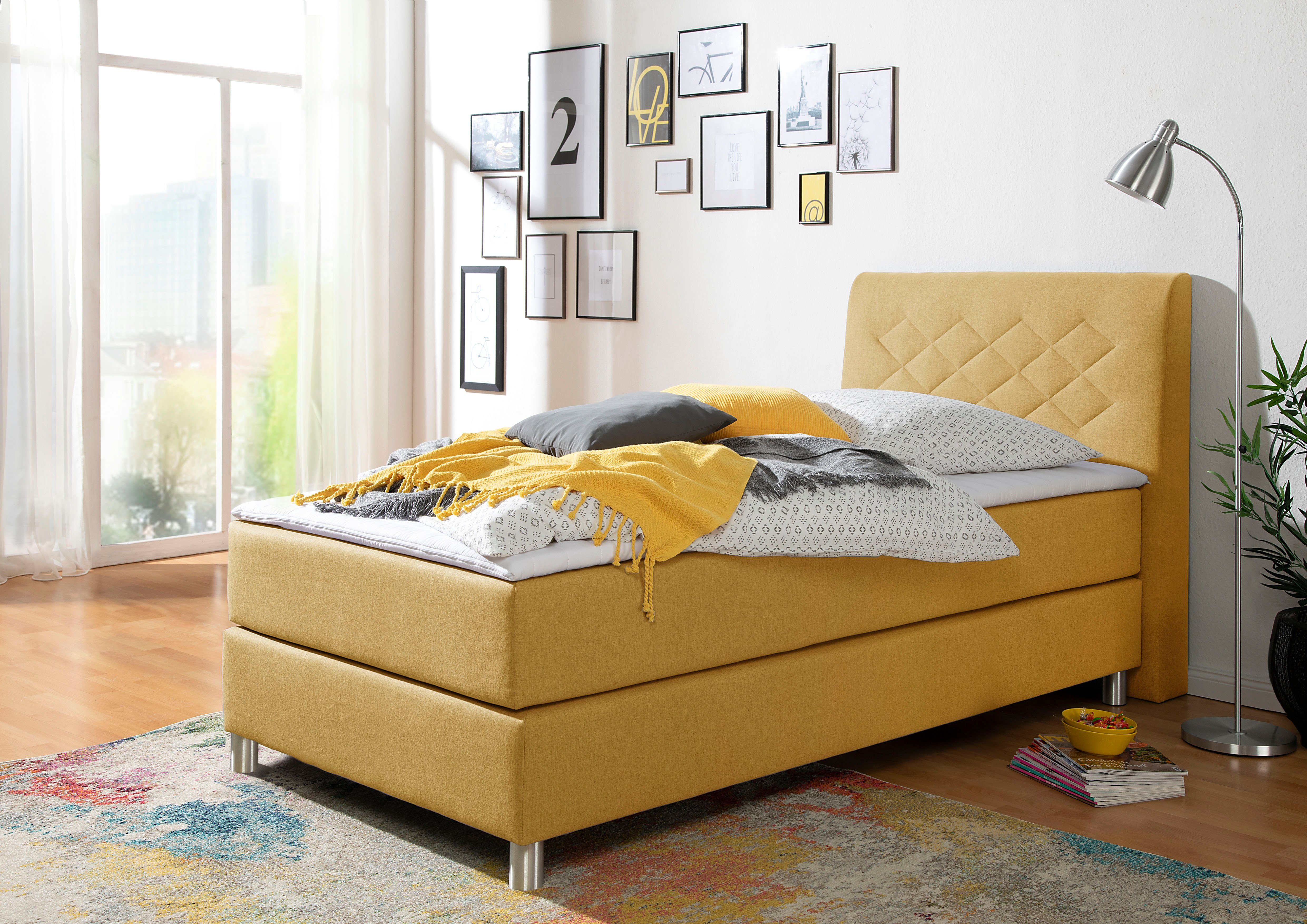 Home affaire Boxspringbett Parla, incl. Topper, 4 Farben in 4 Breiten, 2 Härtegraden, 3 Matratzenarten