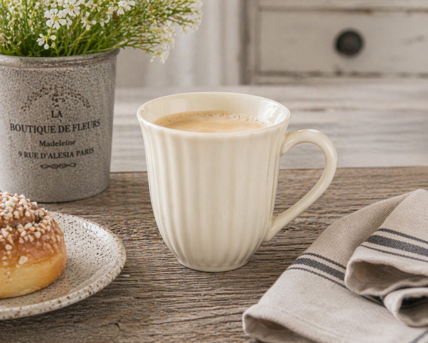 Ib Laursen Tasse IB Laursen Tasse mit Rillen Mynte® Butter Cream