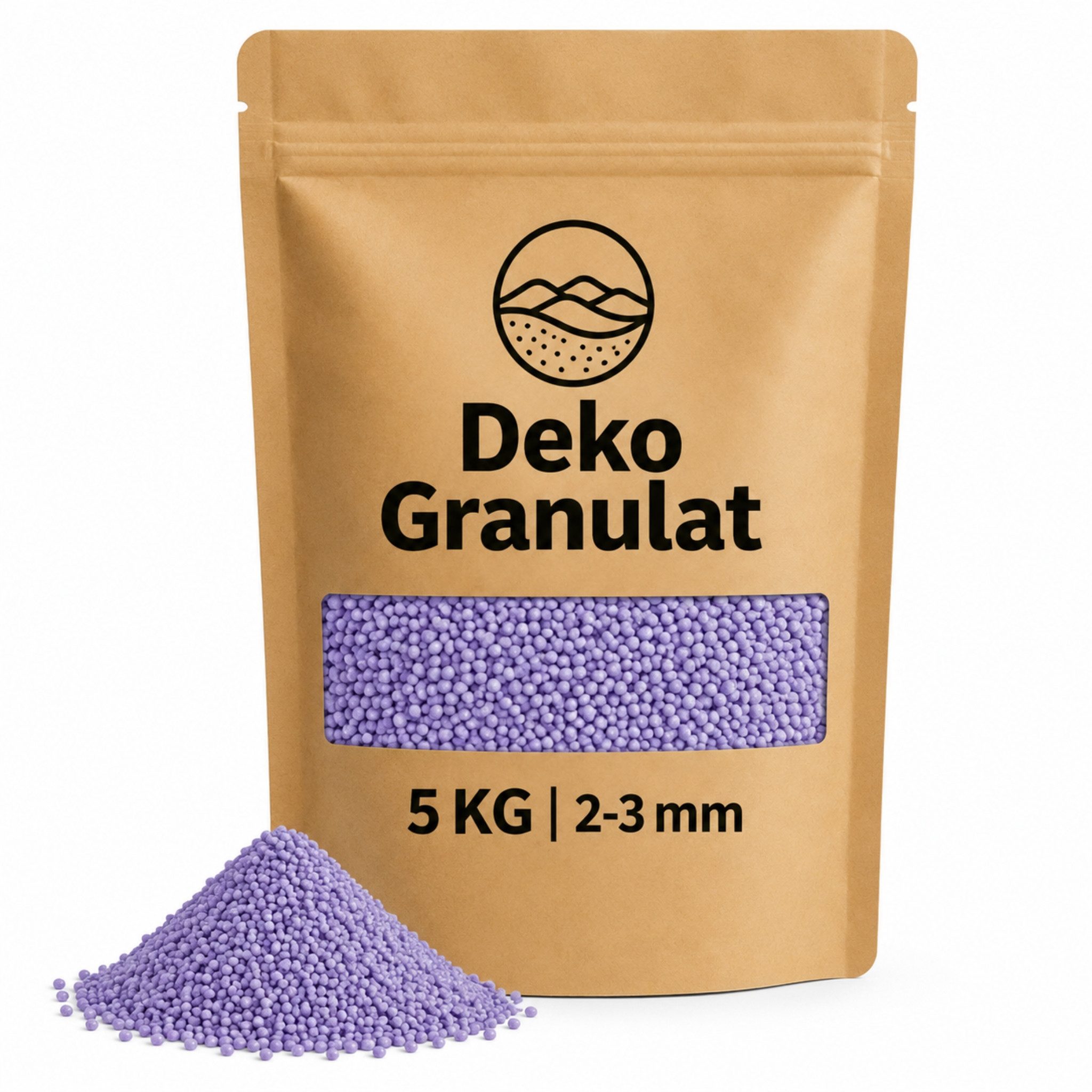 matches21 HOME & HOBBY Dekosand Deko-Granulat flieder Ø 2 - 3 mm als Gläser, Vasen Streudeko (1-St), 5 kg grober Deko-Sand aus bunten Steinchen
