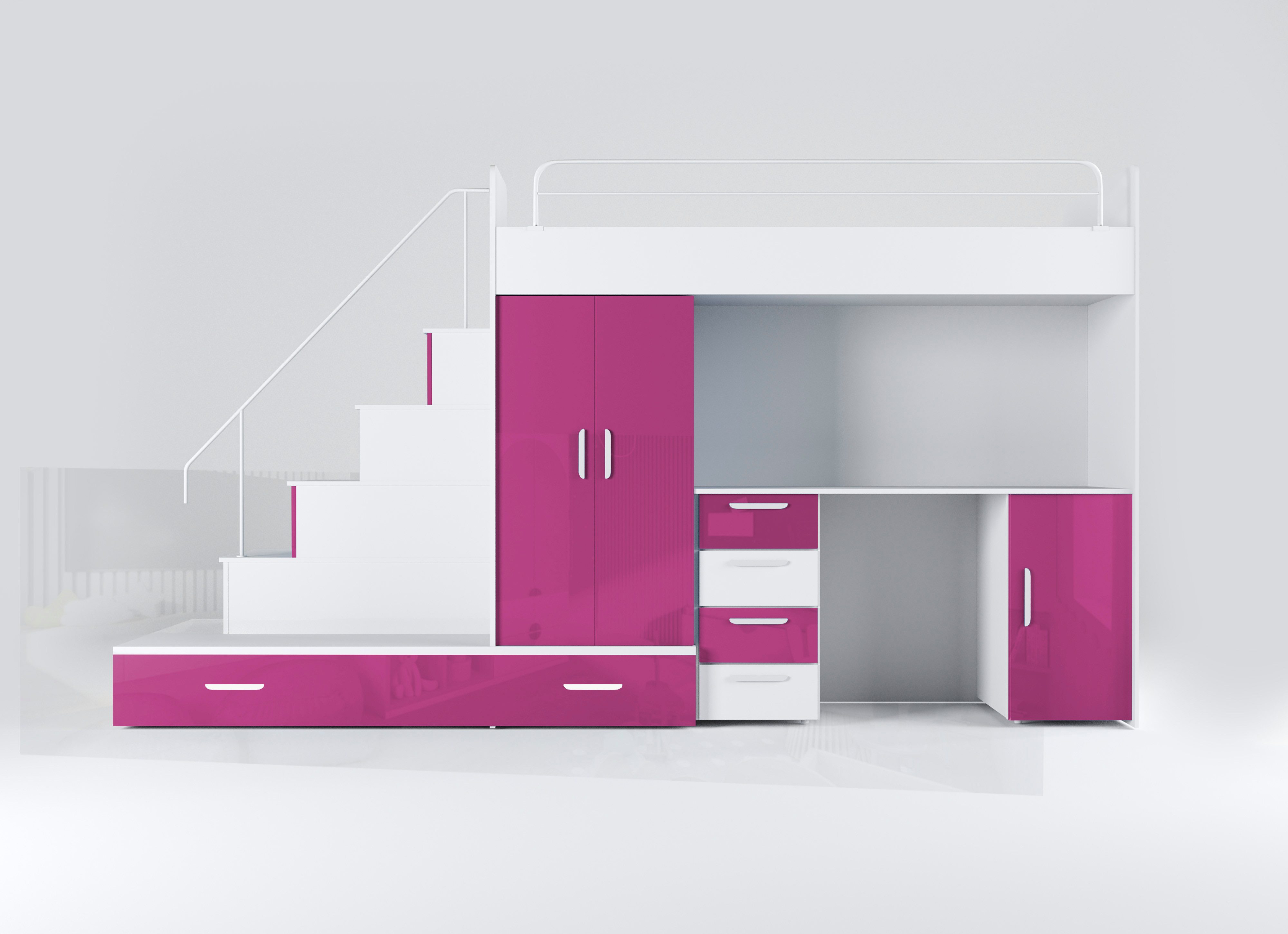 Luxusbetten24 Hochbett Kinderhochbett Adventure mit Schreibtisch, Kleidersc günstig online kaufen