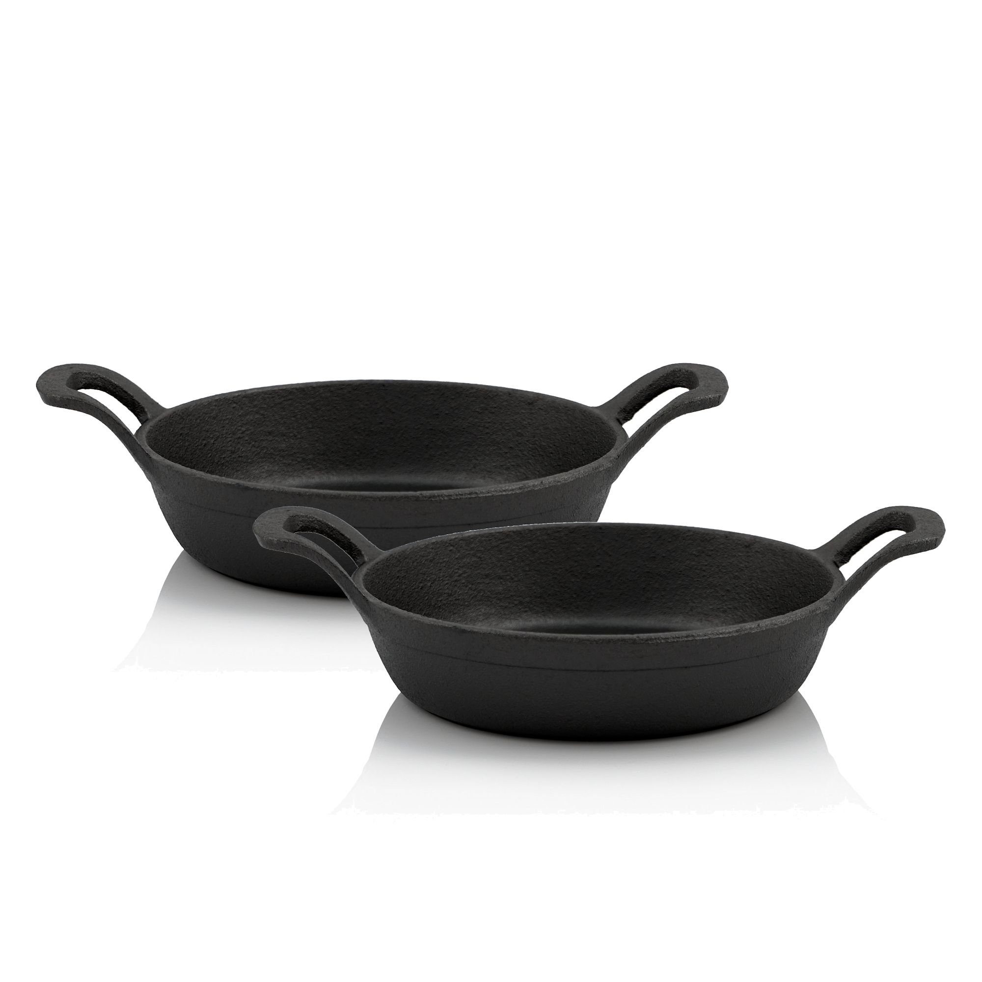BBQ-Toro Servierpfanne Gusseisen Servierpfännchen, 2 Stück, Ø 16 cm, rund, Gusspfanne, Gusseisen