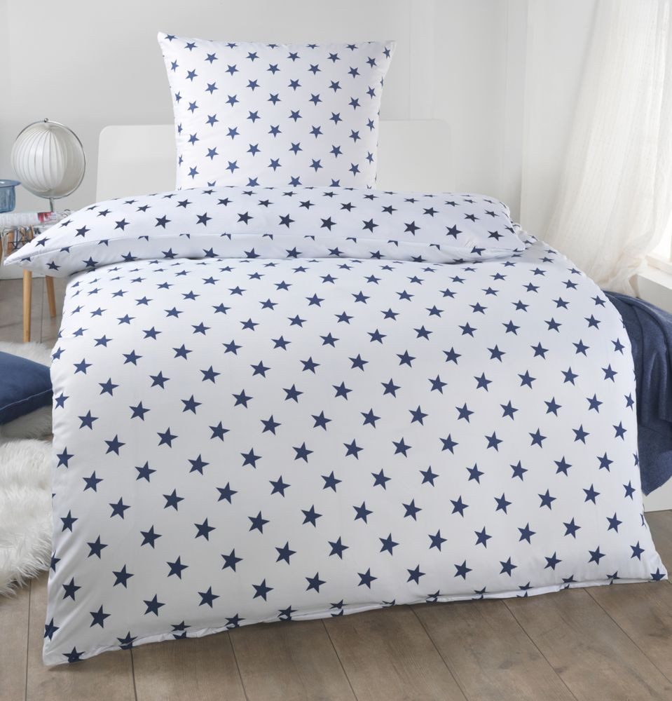 Dreamhome Bettwäsche 135x200 + 80x80 cm atmungsaktiver Bettbezug, Sterne, Für Allergiker geeignet, pflegeleicht, angenehm weicher Stoff