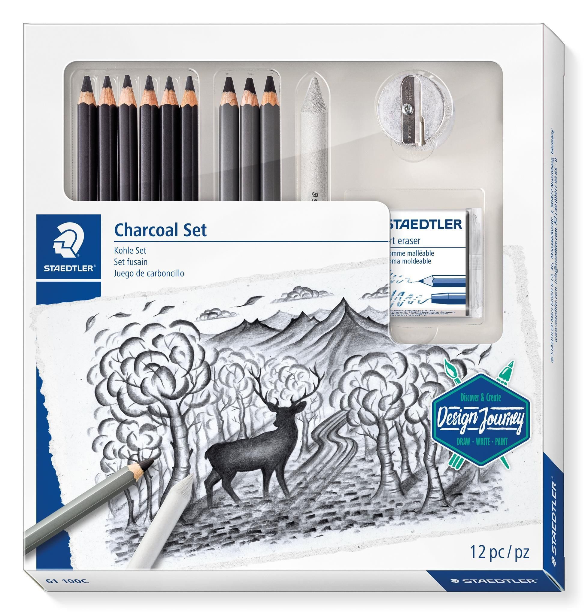STAEDTLER Zeichenkohle Staedtler Gemischtes Kohle Set 100% PEFC