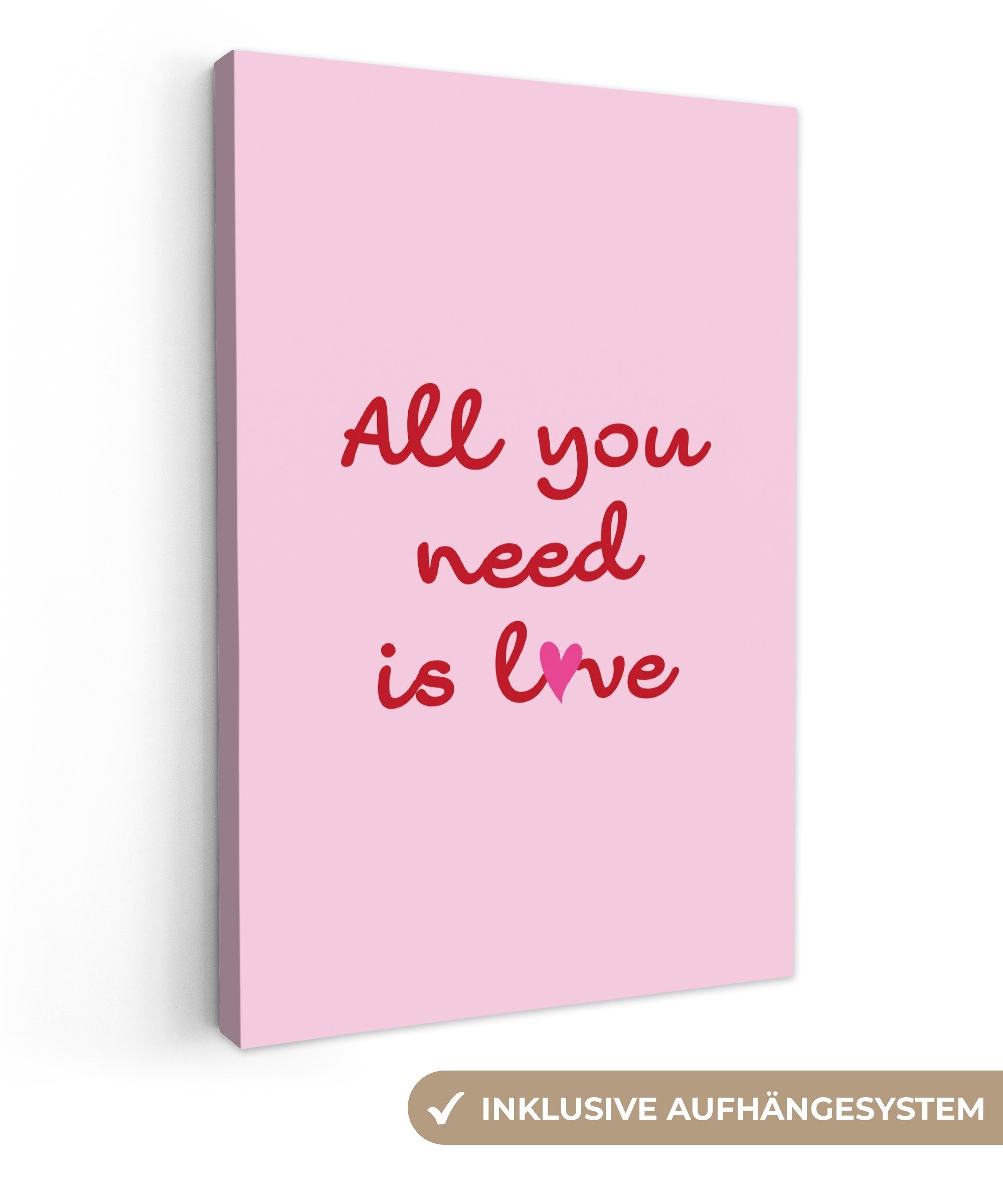 OneMillionCanvasses® Leinwandbild Text - Rosa - günstig online kaufen