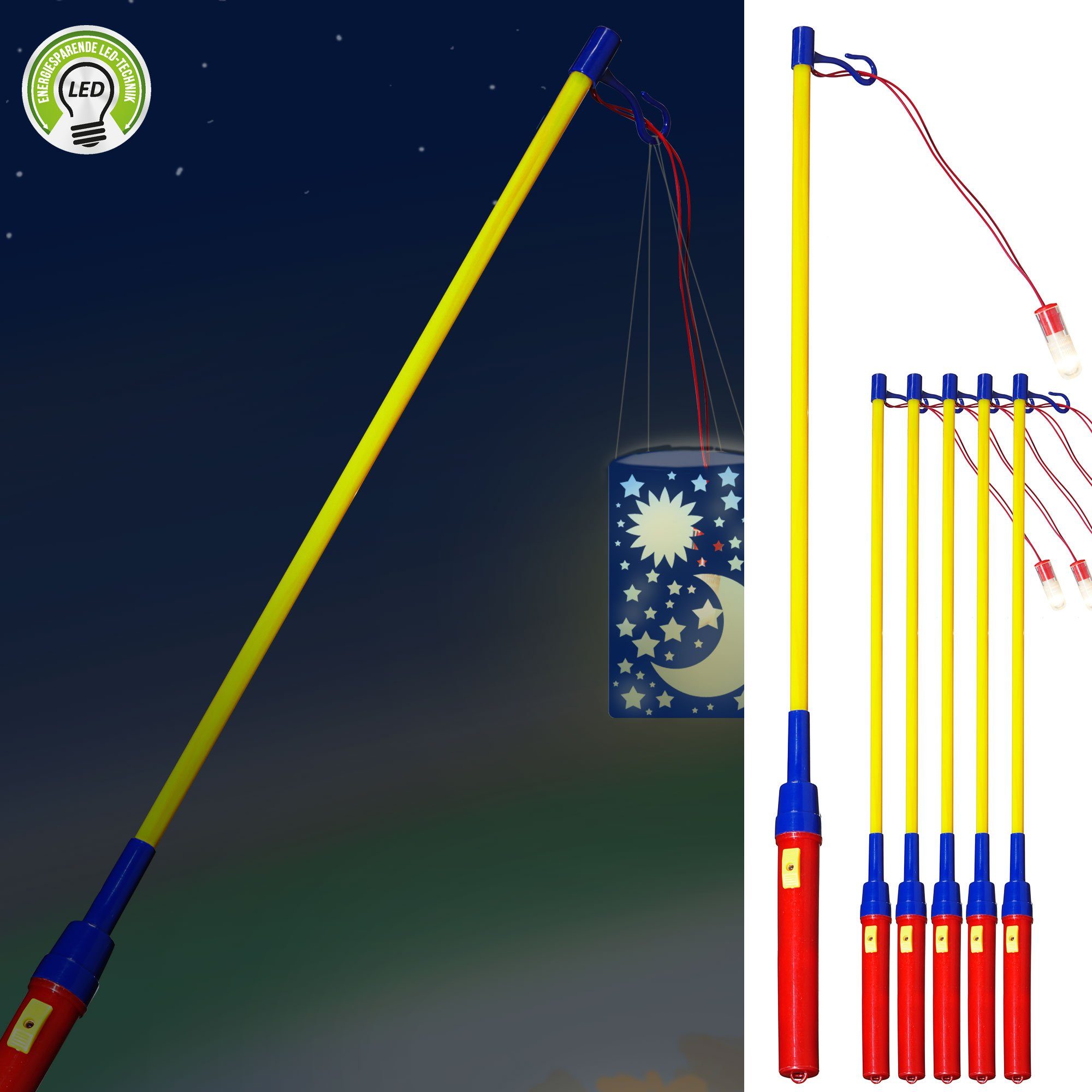 CEPEWA Umzugslaterne LED Laternenstab 6er Set 50cm batteriebetrieben