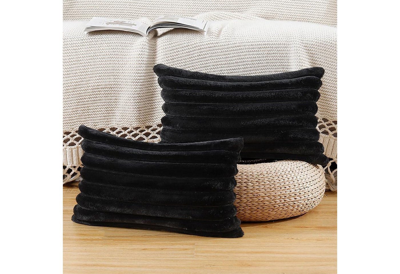 OKWISH Kissenbezüge 2er Set Flauschig Plüsch Deko Dekokissen Sofakissen Zierkissenbezüge, (2 Stück), 30x50 cm Sofakissen Couchkissen Bezug Sofa Schlafzimmer Reißverschluss