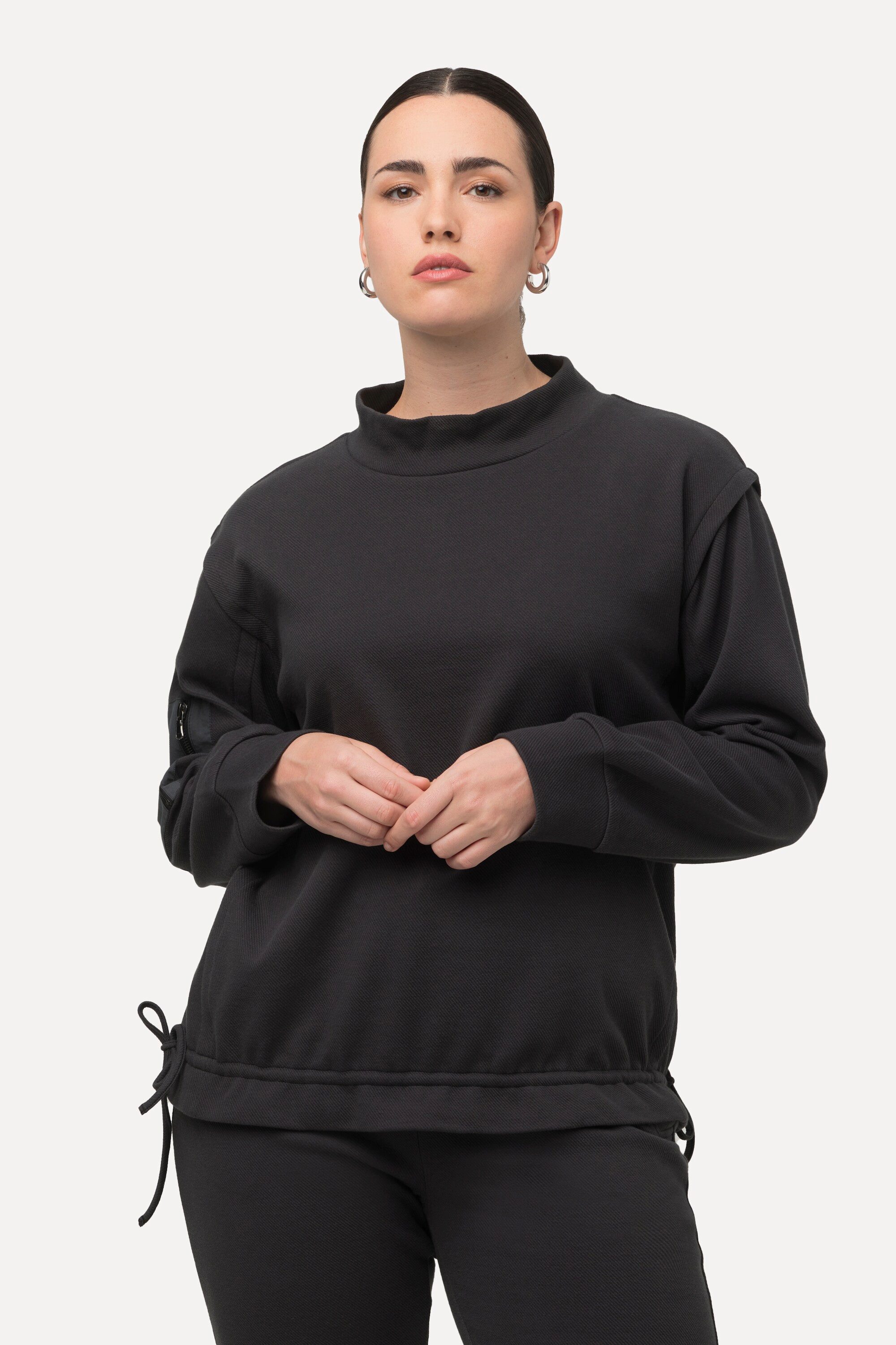 Ulla Popken Sweatshirt Sweatshirt Rippstruktur Saumband günstig online kaufen