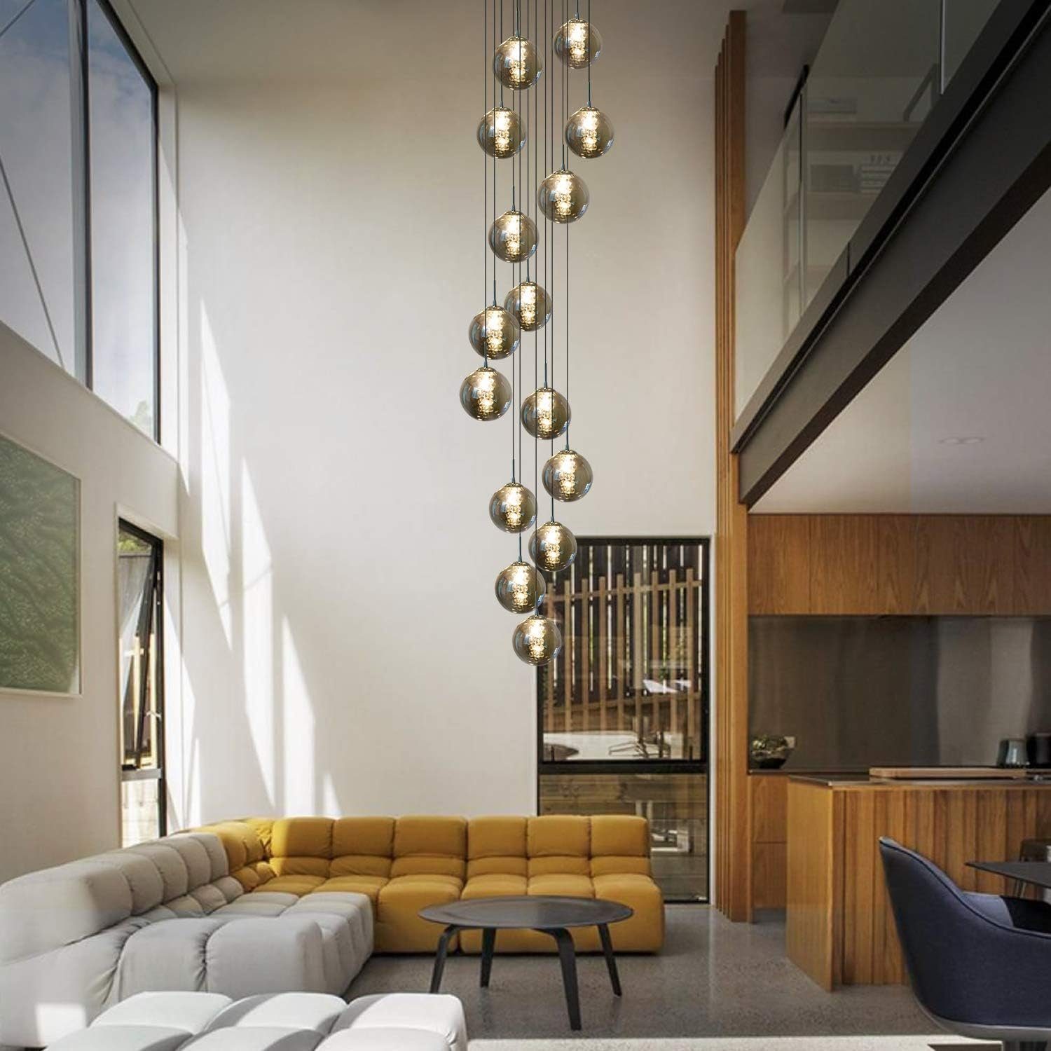 Nettlife Pendelleuchte G9 Deckenlampe 3-flammig Bernstein/Grau Glas Industriestil, Höheverstellbar, LED wechselbar, Warmweiß, für Küchen Wohnzimmer Schlafzimmer Flur