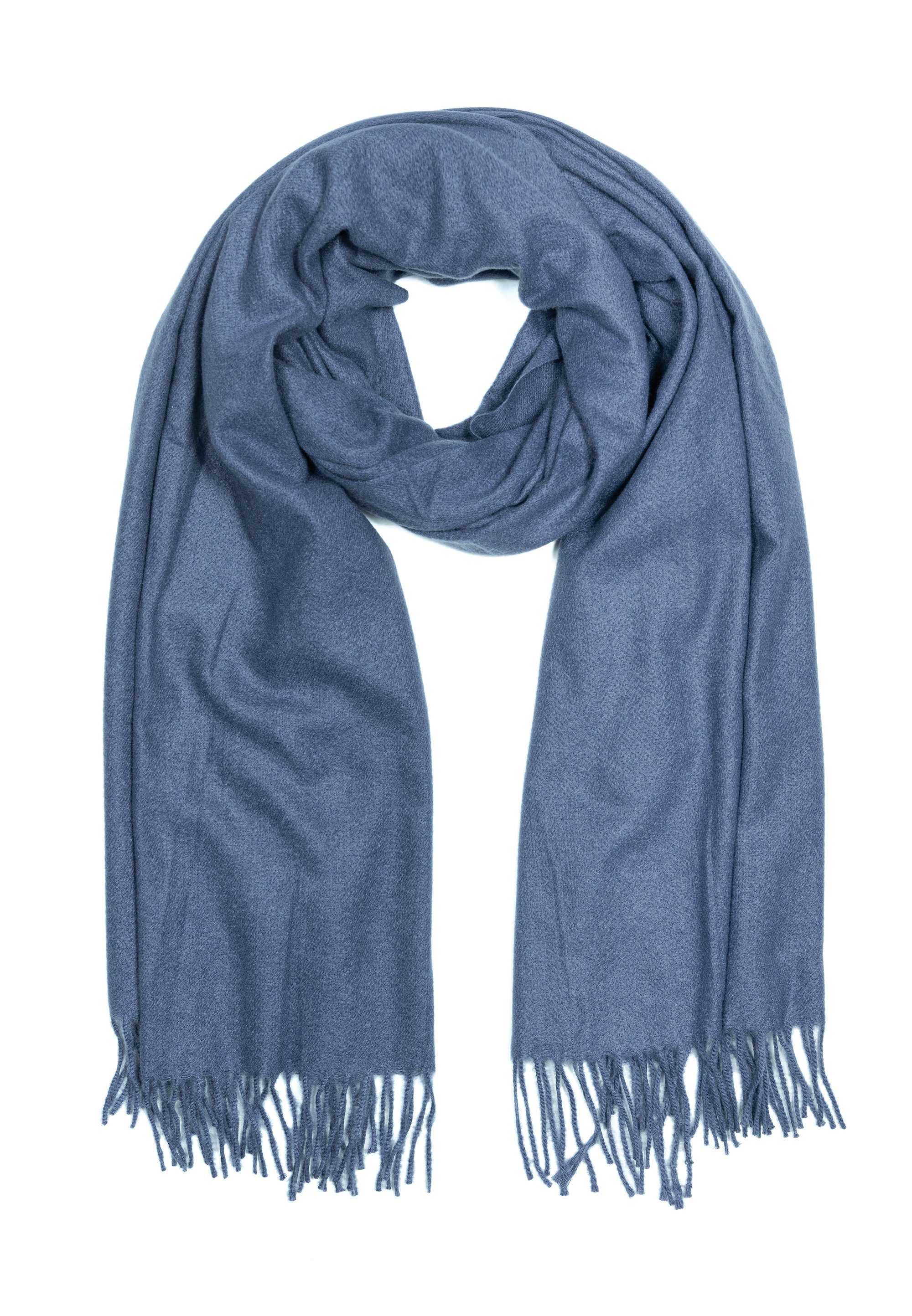 Cassandra Accessoires Schal warmer, weicher Winterschal mit Fransen, besonders flauschig blau
