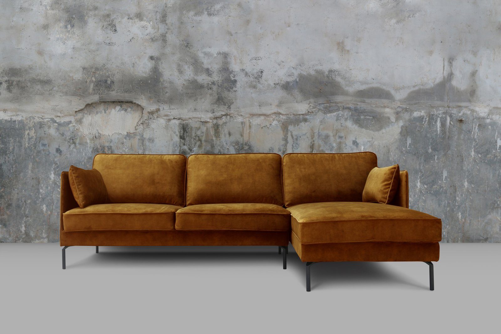 KAWOLA Ecksofa VINCENT, Sofa 3-Sitzer Velvet, Recamiere links od. rechts, versch. Farben
