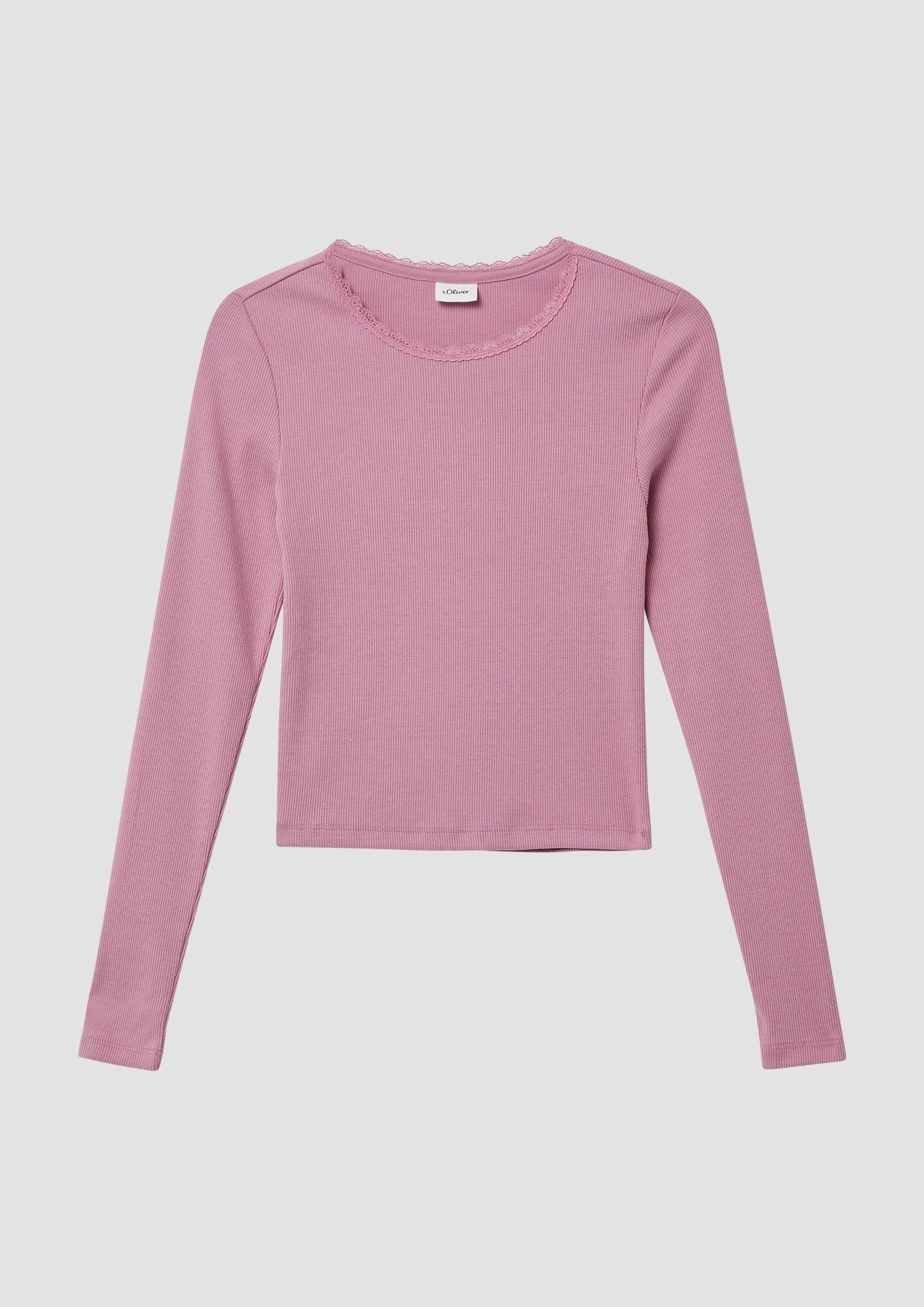 s.Oliver Langarmshirt T-Shirt Langarmshirt im Slim Fit aus Rippware mit Spitzendetail