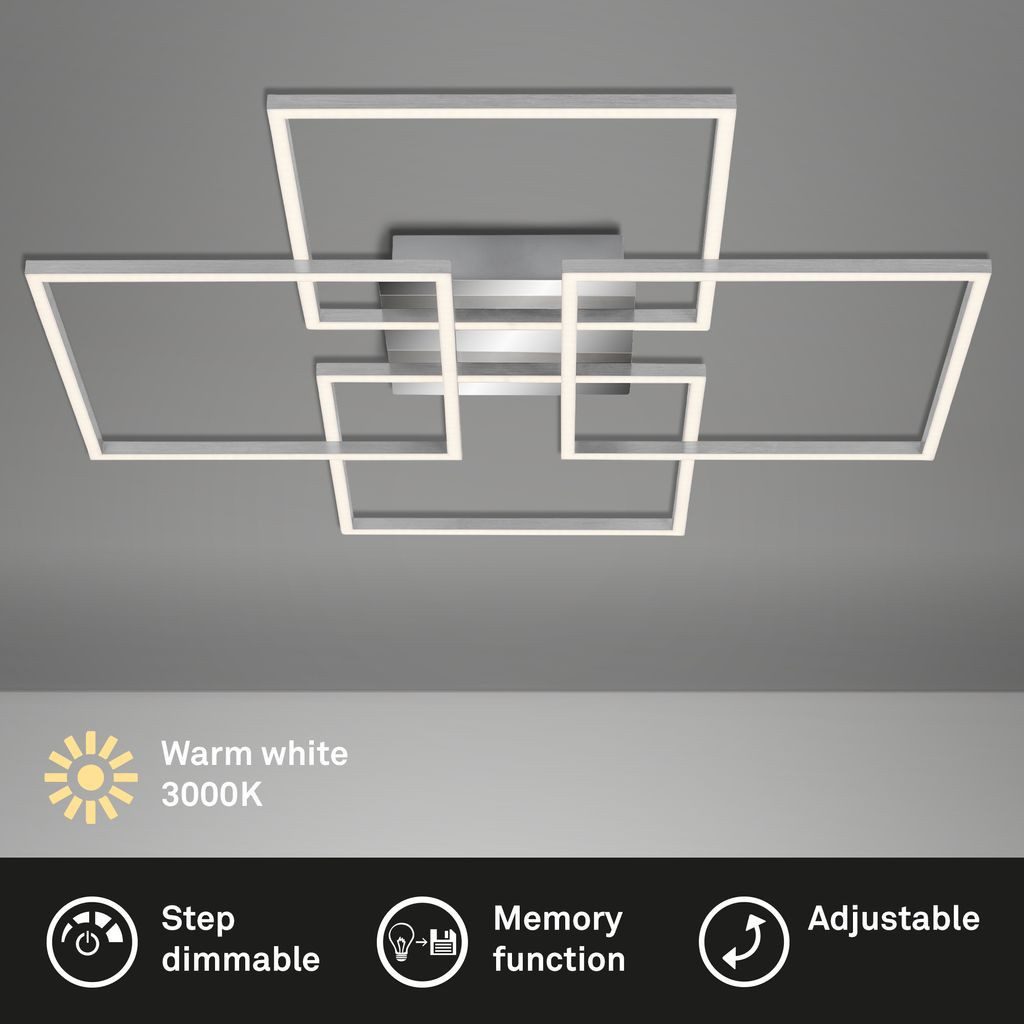 Briloner Leuchten Wandleuchte 3131-018, Dimmfunktion, LED fest integriert, 2700K - Extra-Warmweiß, Memory, in Stufen dimmbar, schwenkbar, Warmweiß, aluminium