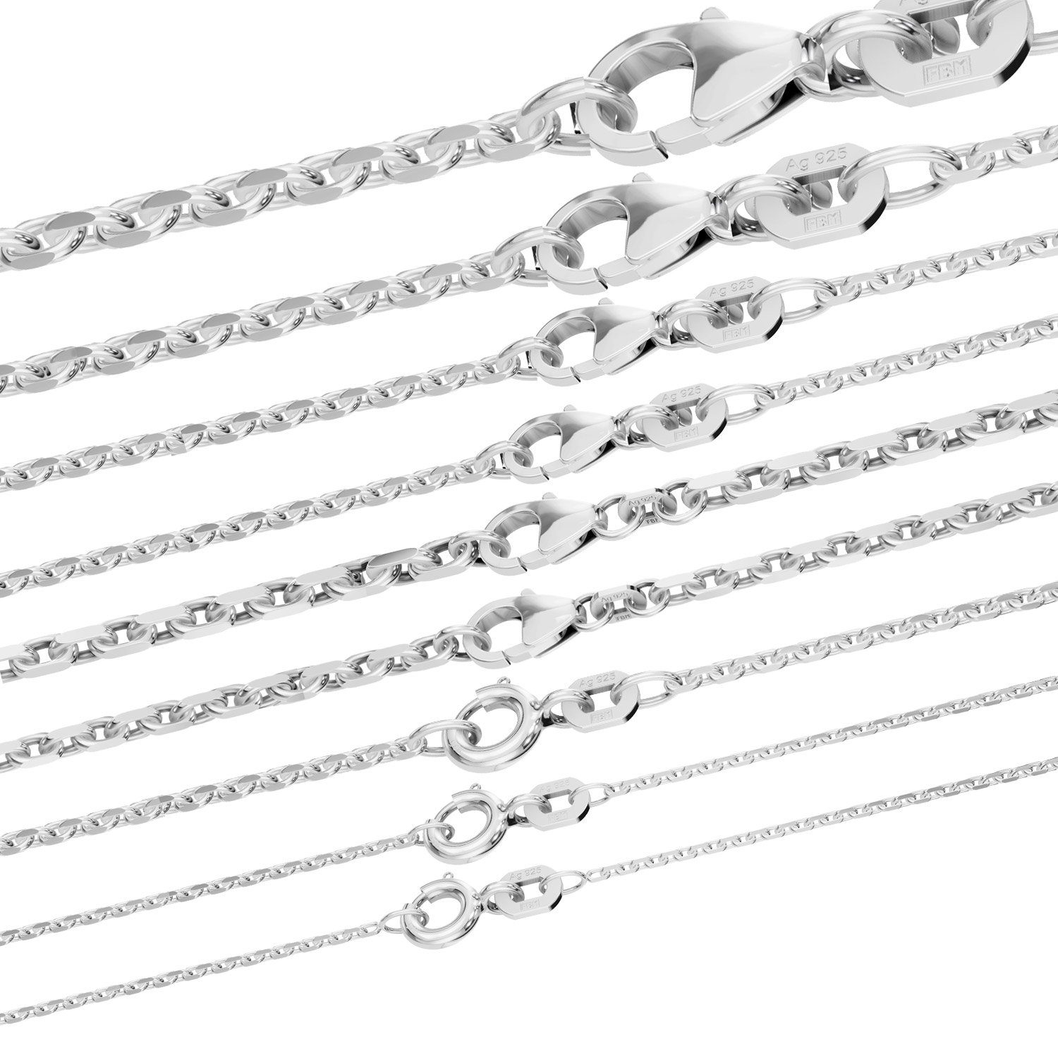 HOPLO Silberkette Ankerkette diamantiert Länge 42cm - Breite 2,1mm - 925 Si günstig online kaufen