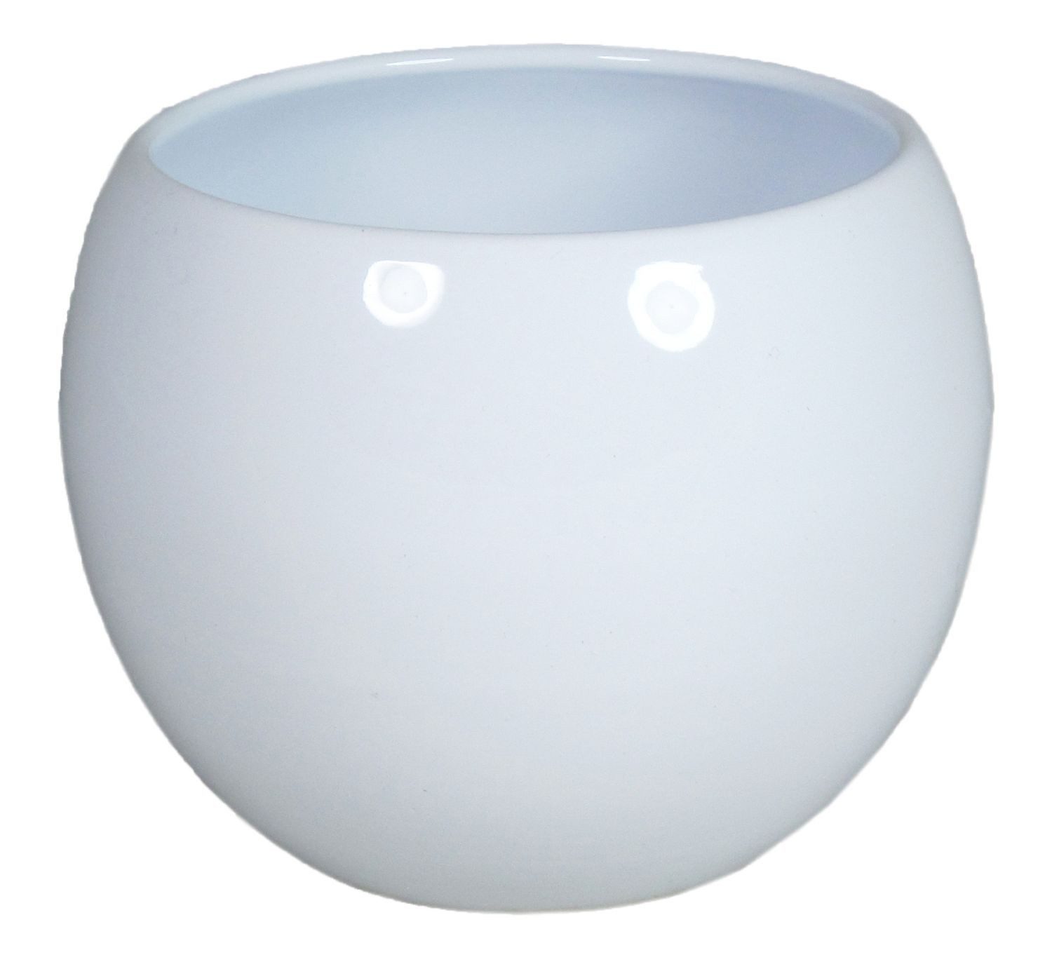INNA-Glas Blumentopf Keramik Pflanztopf, Ø16,5cm, 13cm, weiß
