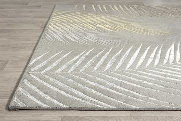 Teppich CREATION, 200 x 290 cm, Grau, Goldgelb, merinos, rechteckig, Höhe: 8 mm, Polypropylen, mit Federmotiven, maschinengewebt