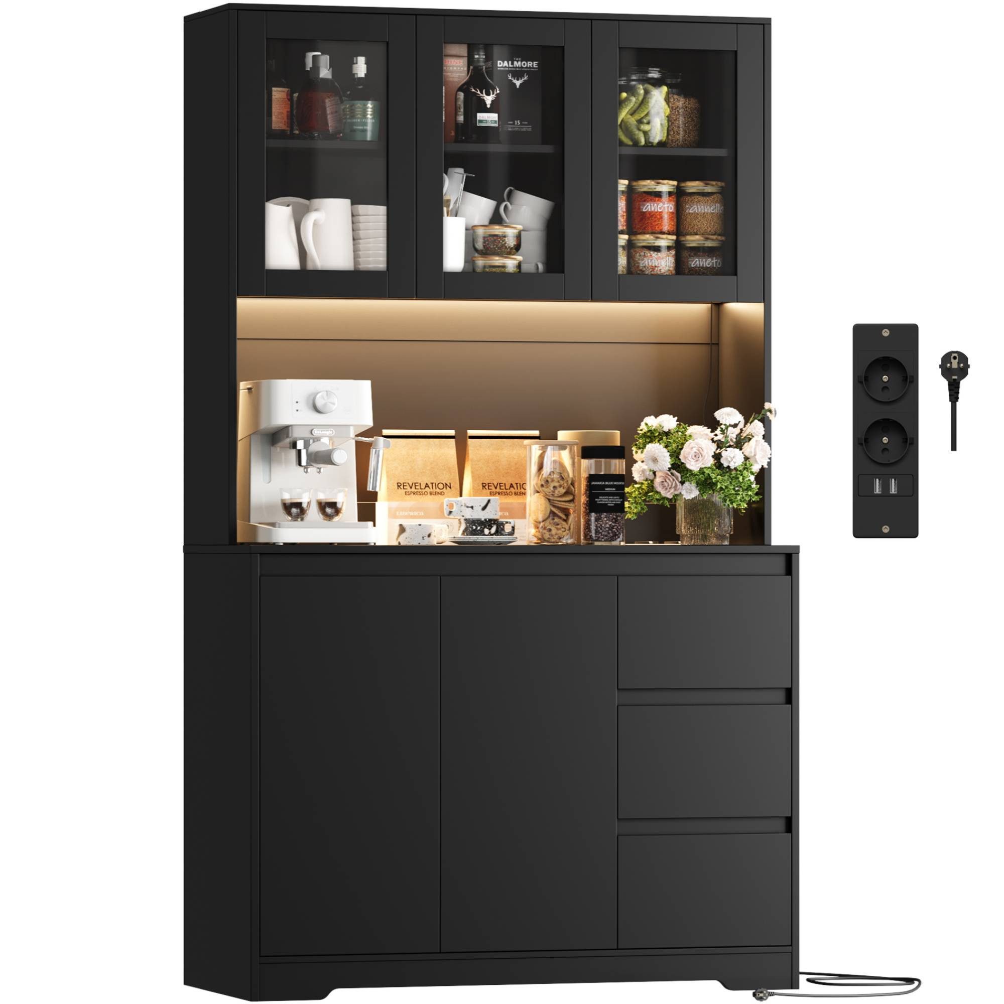 Homfa Küchenbuffet mit LED Küchenschrank Buffetschrank günstig online kaufen