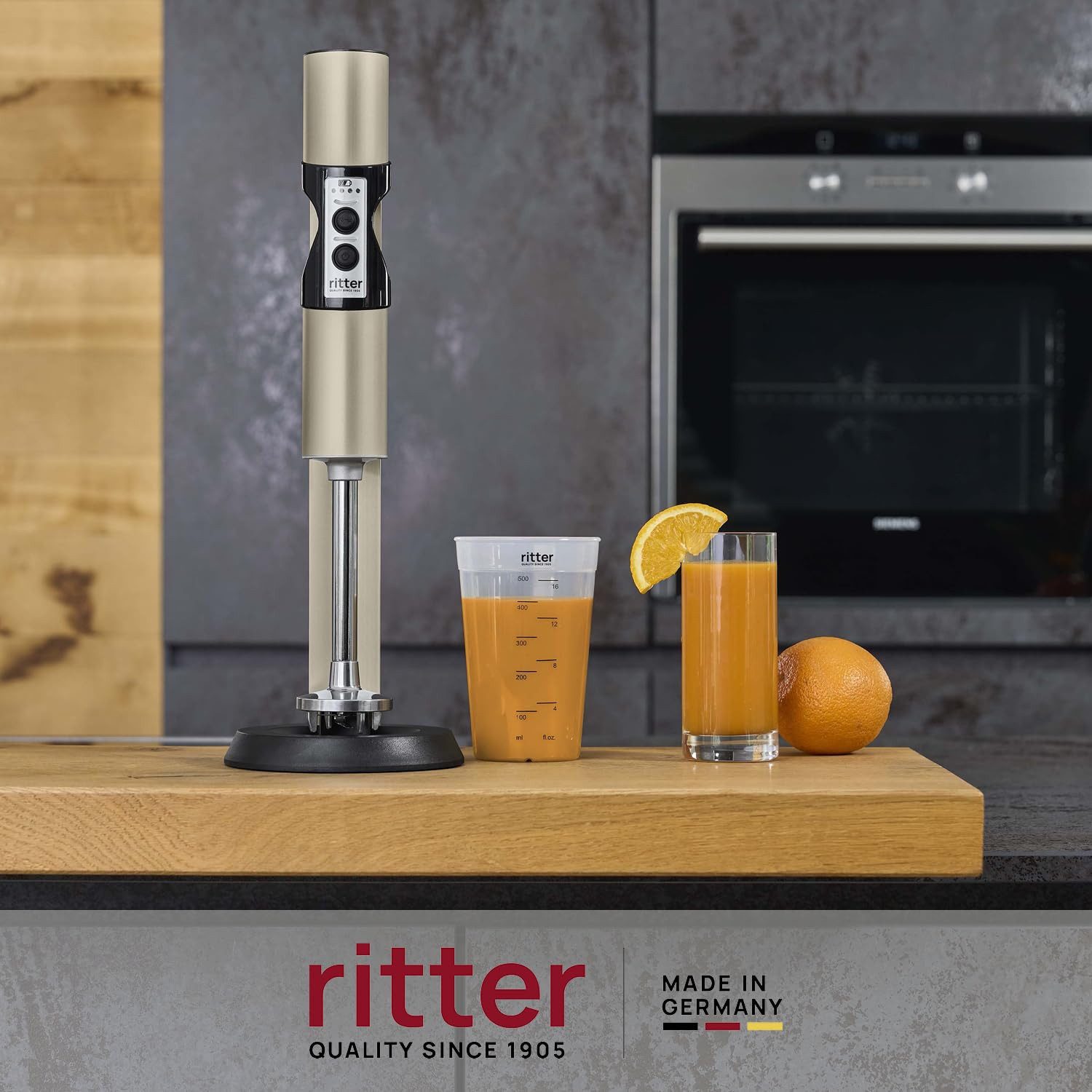ritter Stabmixer Stilo 7, Kabelloser, mit Akku betrieben, Edelstahlmesser, Made in Germany