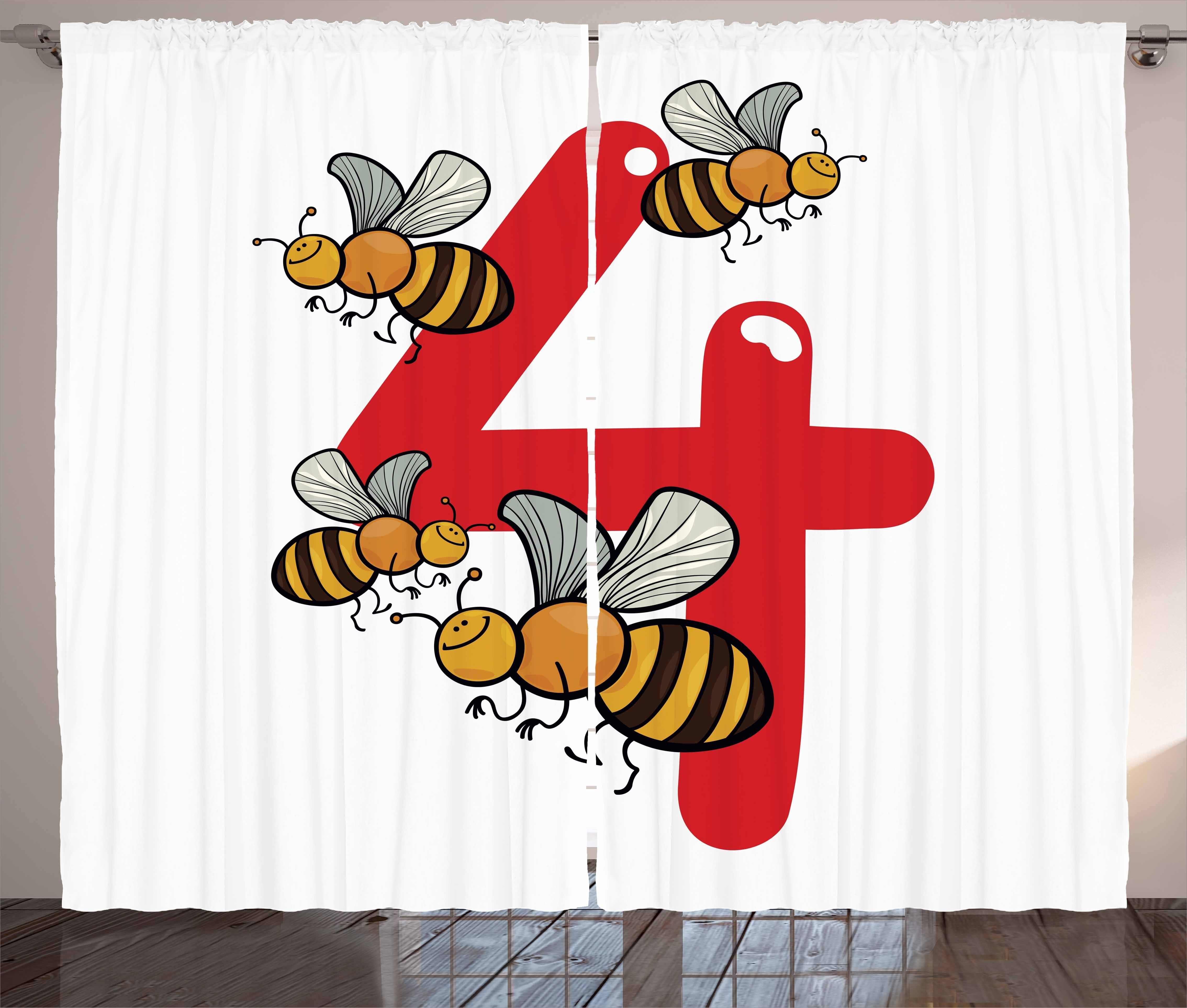 4 Gardine Abakuhaus, Kräuselband Vorhang Fleißig Schlaufen mit Nummer Bees Haken, und Schlafzimmer