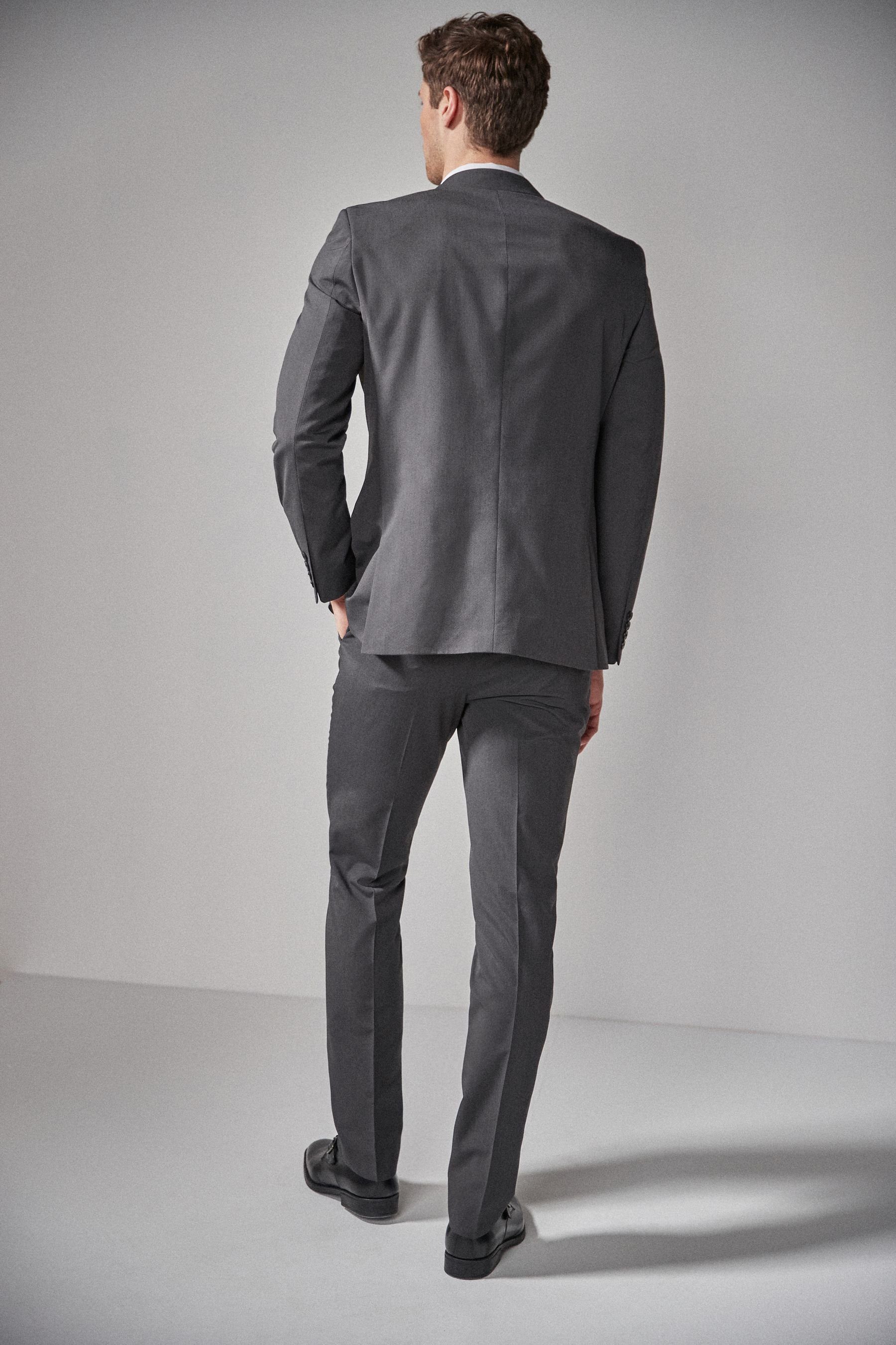 Baukastensakko Grey Jacke (1-tlg) Knöpfen: Next Tailored mit Anzug Fit Charcoal zwei