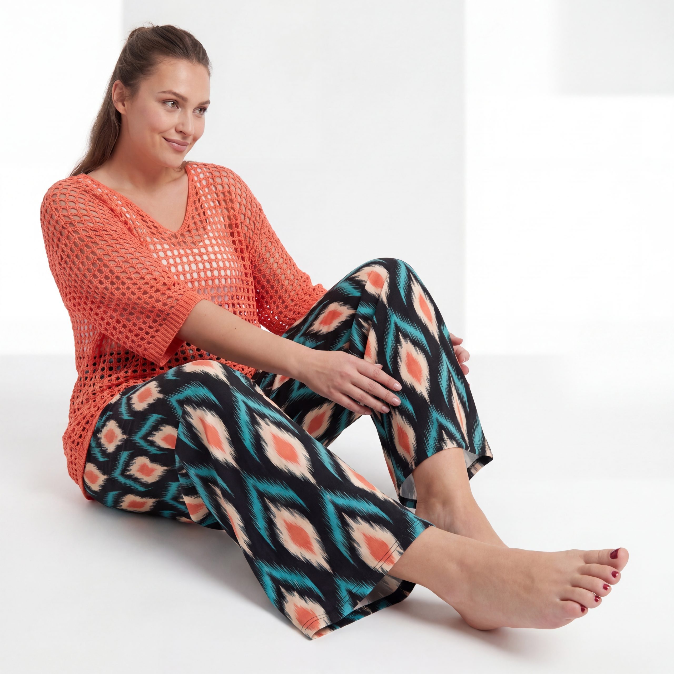 OriginalYou Palazzohose Sommerhose Damen Culotte Hose mit Print - Relaxed Fit, Elastikbund One Size 36-44 passend für (36-40 relaxed, 40-44 regular) – Bild 4 von 5