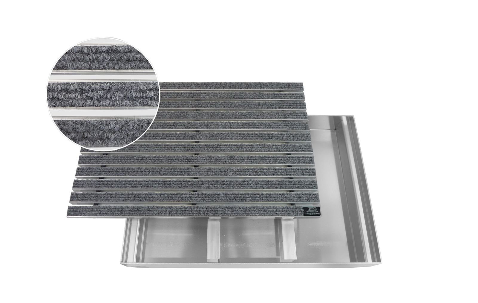 Fußmatte Emco Eingangsmatte DIPLOMAT + Bodenwanne 75mm Aluminium, Rips Hellgrau, Emco, rechteckig, Höhe: 75 mm, Größe: 600x400 mm, für Innen- und überdachten Außenbereich