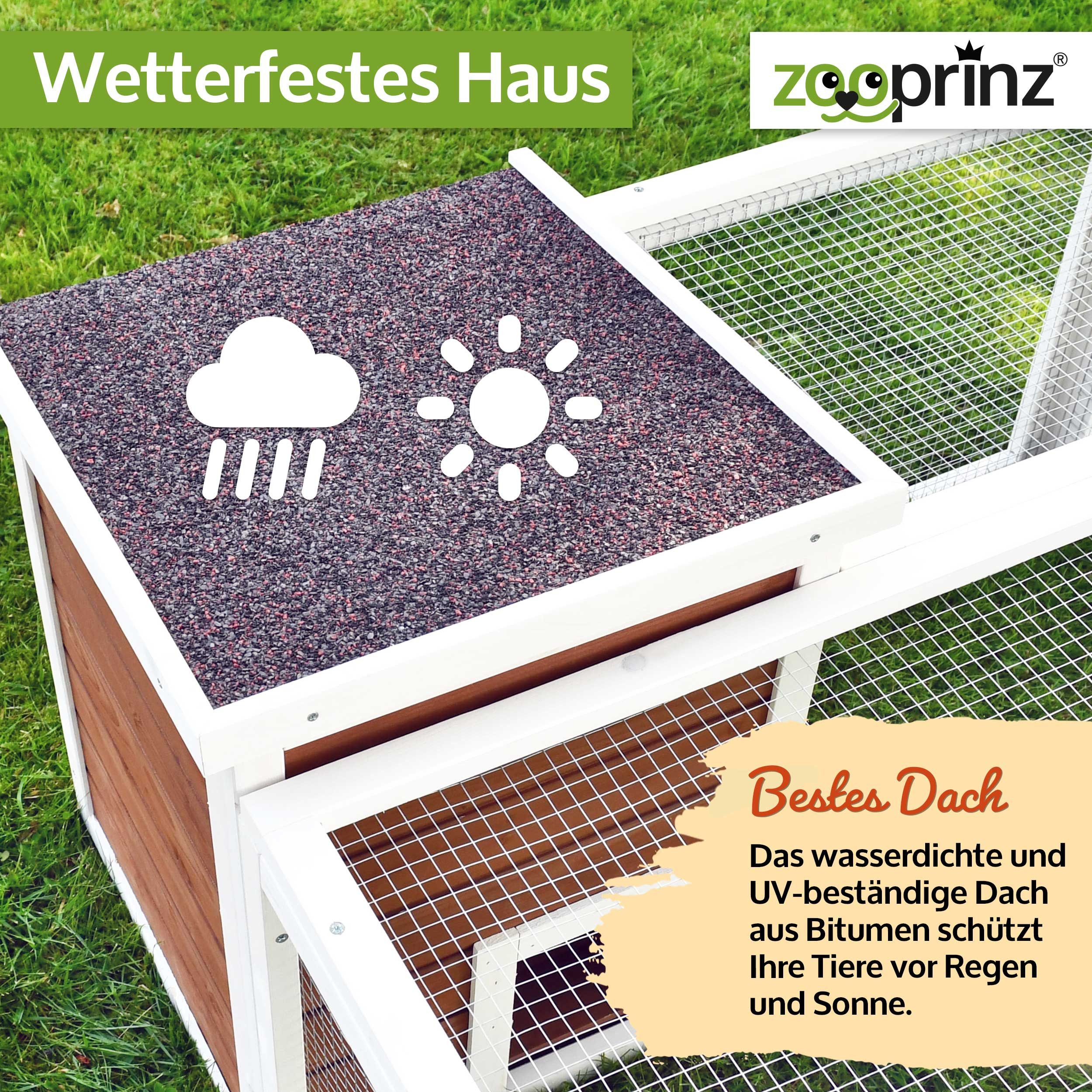 Zooprinz Freigehege Comfort mit Haus XXL, Wetterfest, Bitumen Klappdach