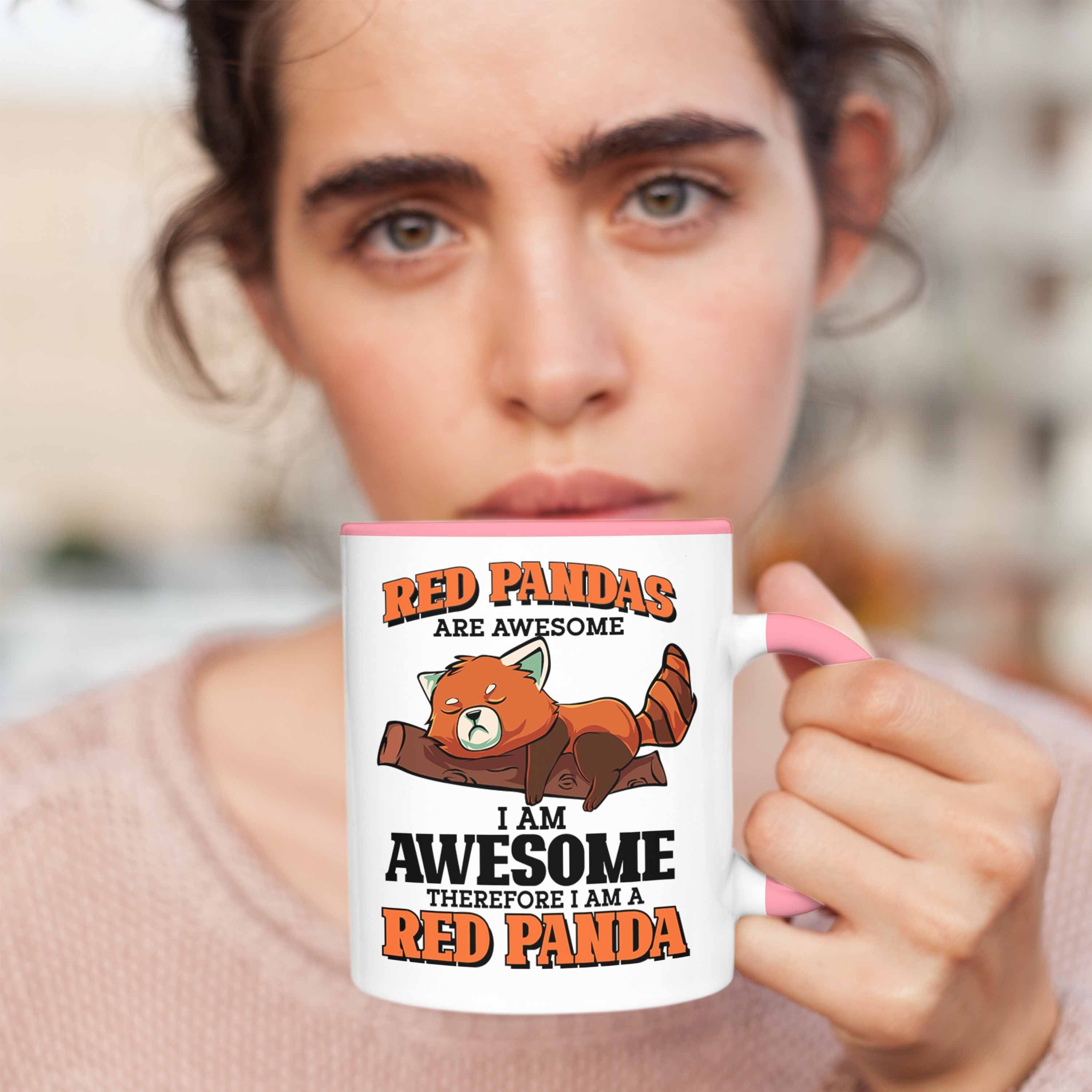 Trendation Tasse Lustige Roter Panda Panda-Liebhaber Spruch Rosa für Geschenk Tasse