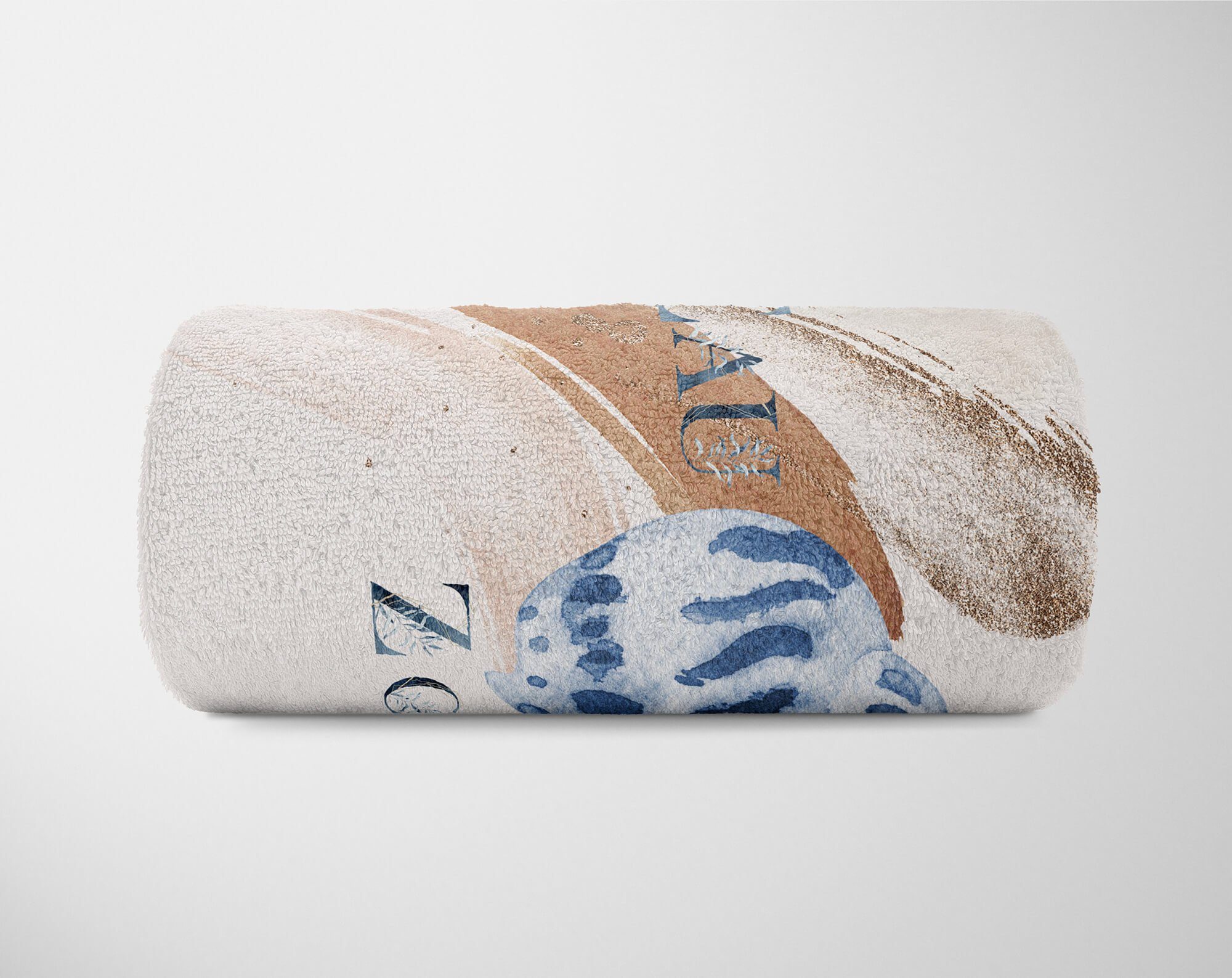 Sinus Art Handtücher Handtuch Strandhandtuch (1-St), Ozean Kunstvoll Baumwolle-Polyester-Mix Handtuch Muschel Kuscheldecke Motiv, Saunatuch schönes