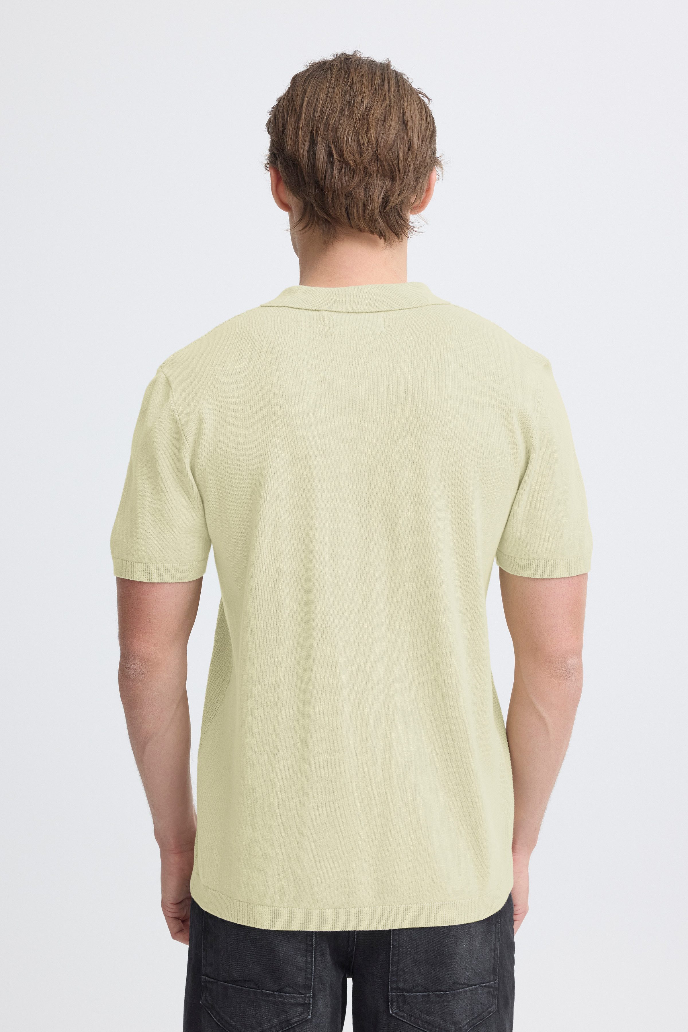 Blend Polokragenpullover BHBARON SPLIT POLO PPNOOS aus Baumwolle, Regular Fit, unifarben, Kurzarm, mit V-Ausschnitt
