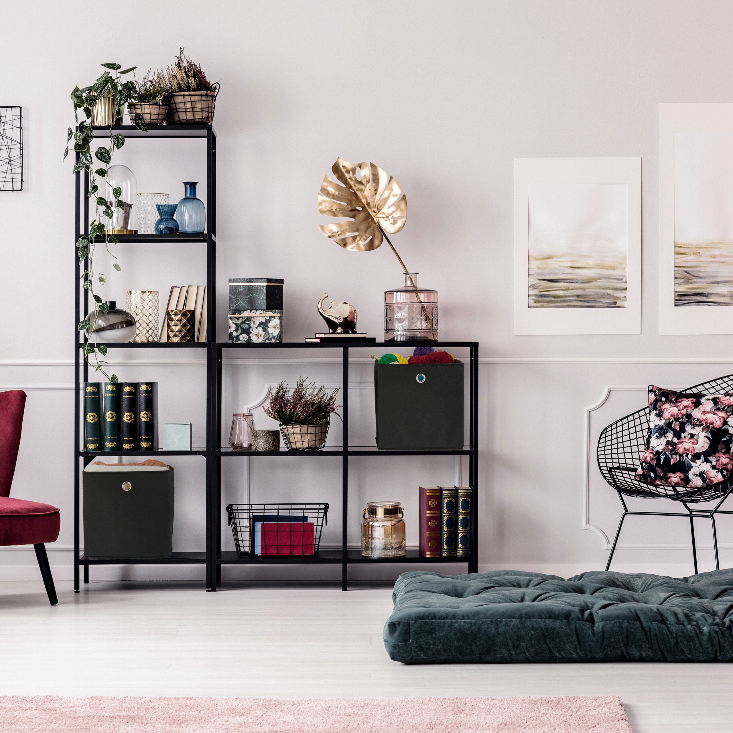 relaxdays Aufbewahrungsbox Schwarze Aufbewahrungsbox im 4er günstig online kaufen