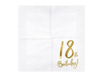 partydeco Papierserviette, Servietten 18. Geburtstag 33x33cm 20 Stück, weiß / gold