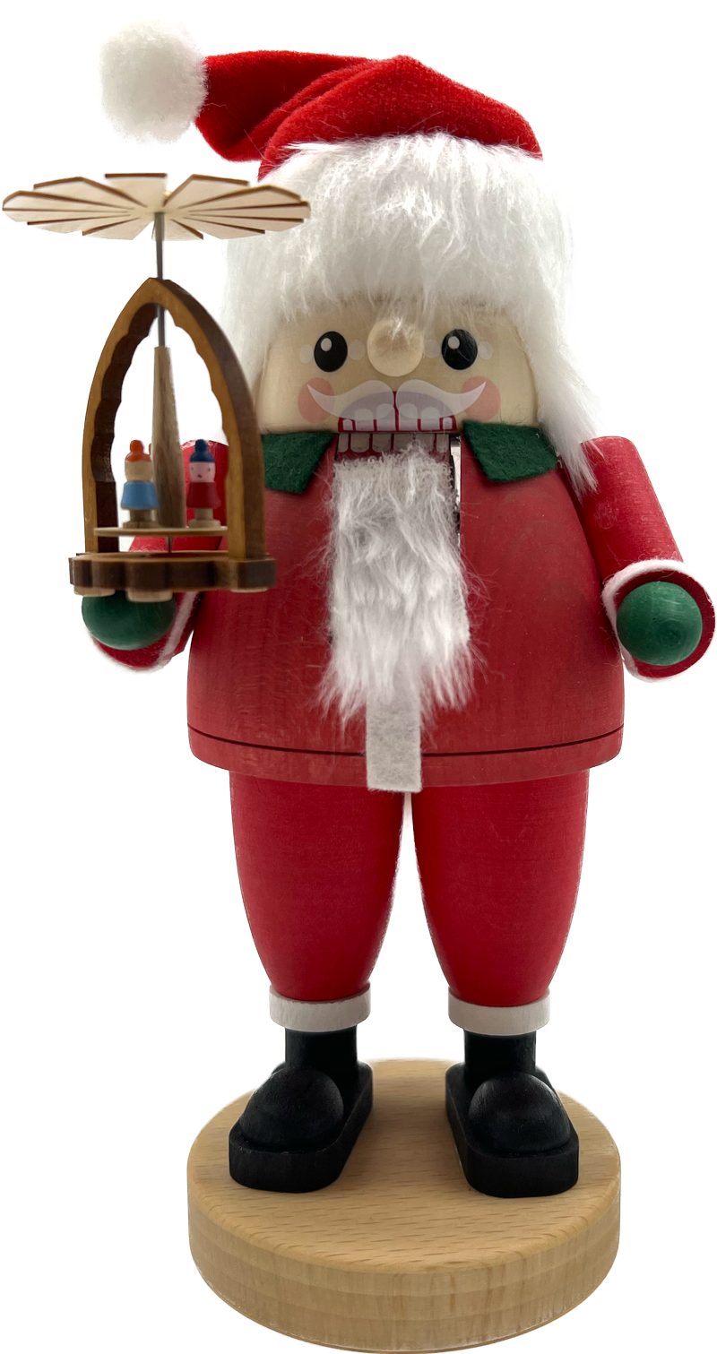 Richard Glaesser Nussknacker Santa mit Pyramide, Höhe 21cm, Handwerkskunst original Erzgebirge