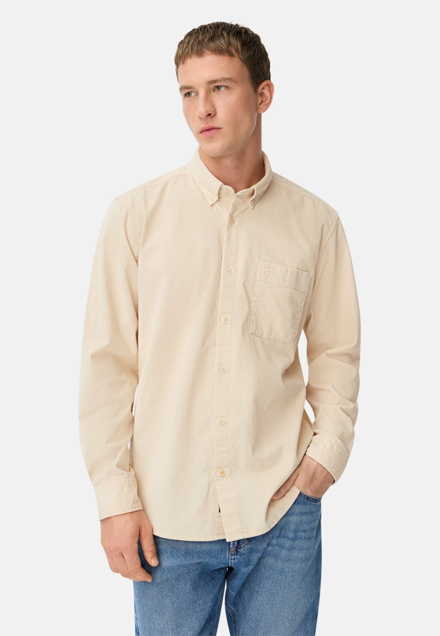 Langarmhemd mit Button-Down-Kragen und Brusttasche Langarm
