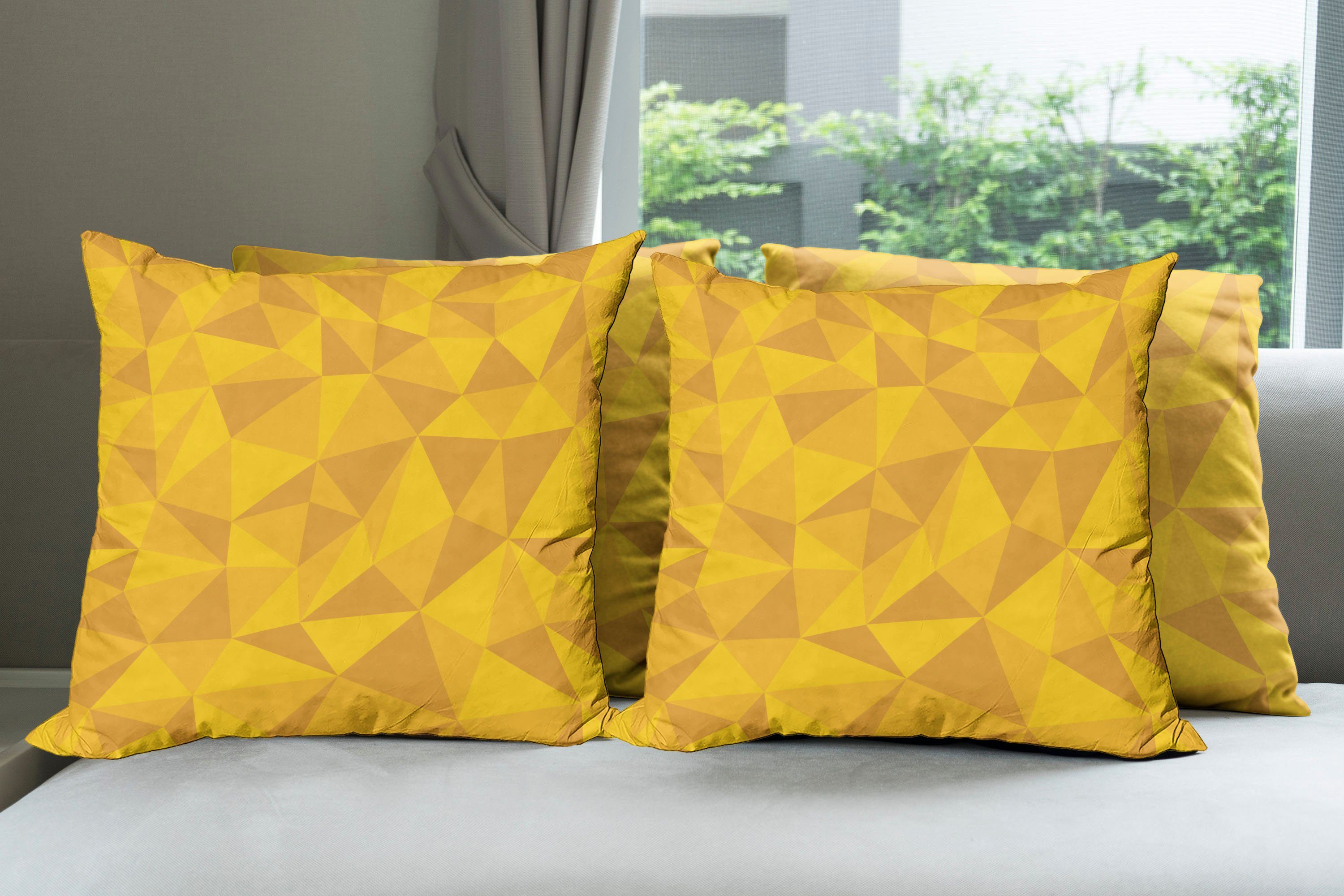 Accent Abstrakte (4 Gelb Kissenbezüge Digitaldruck, Stück), Abakuhaus Mosaik-Entwurf Doppelseitiger Modern