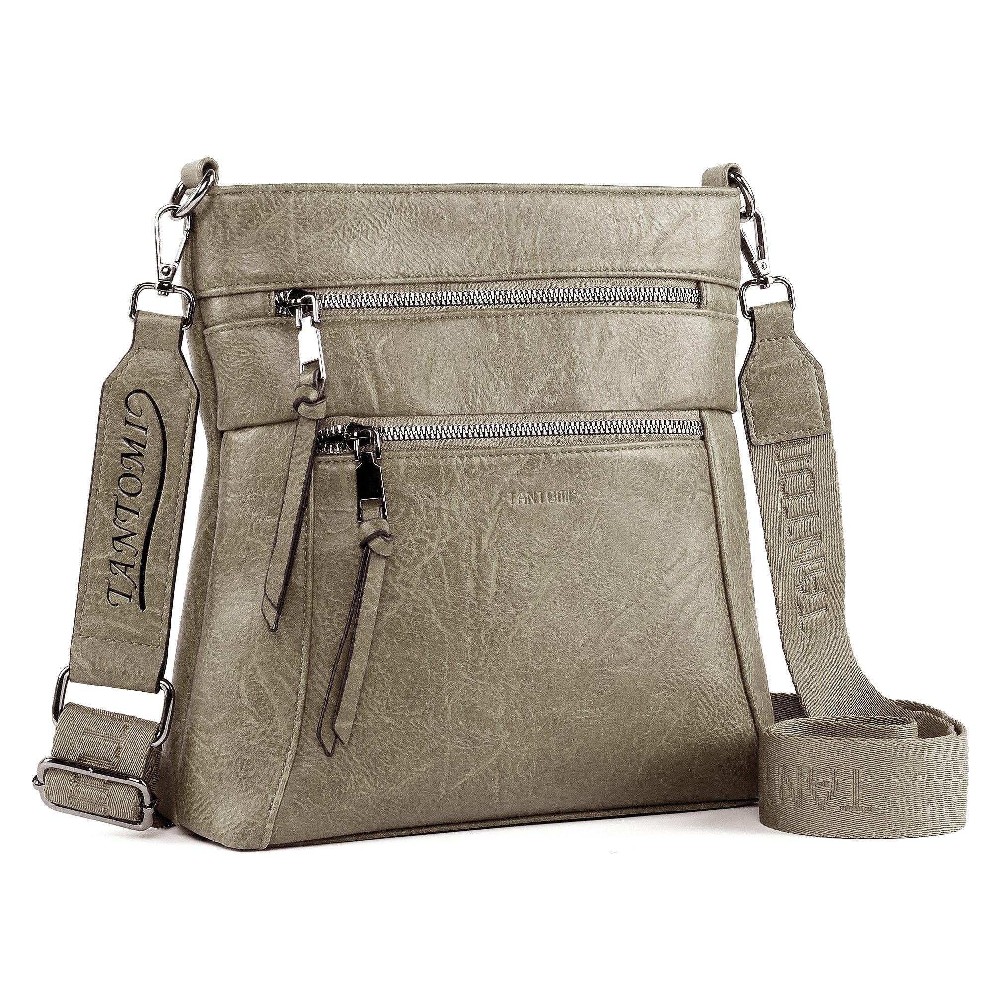 Schultertasche Damen Umhängetasche mit Mehreren Fächern und RFID-Schutz